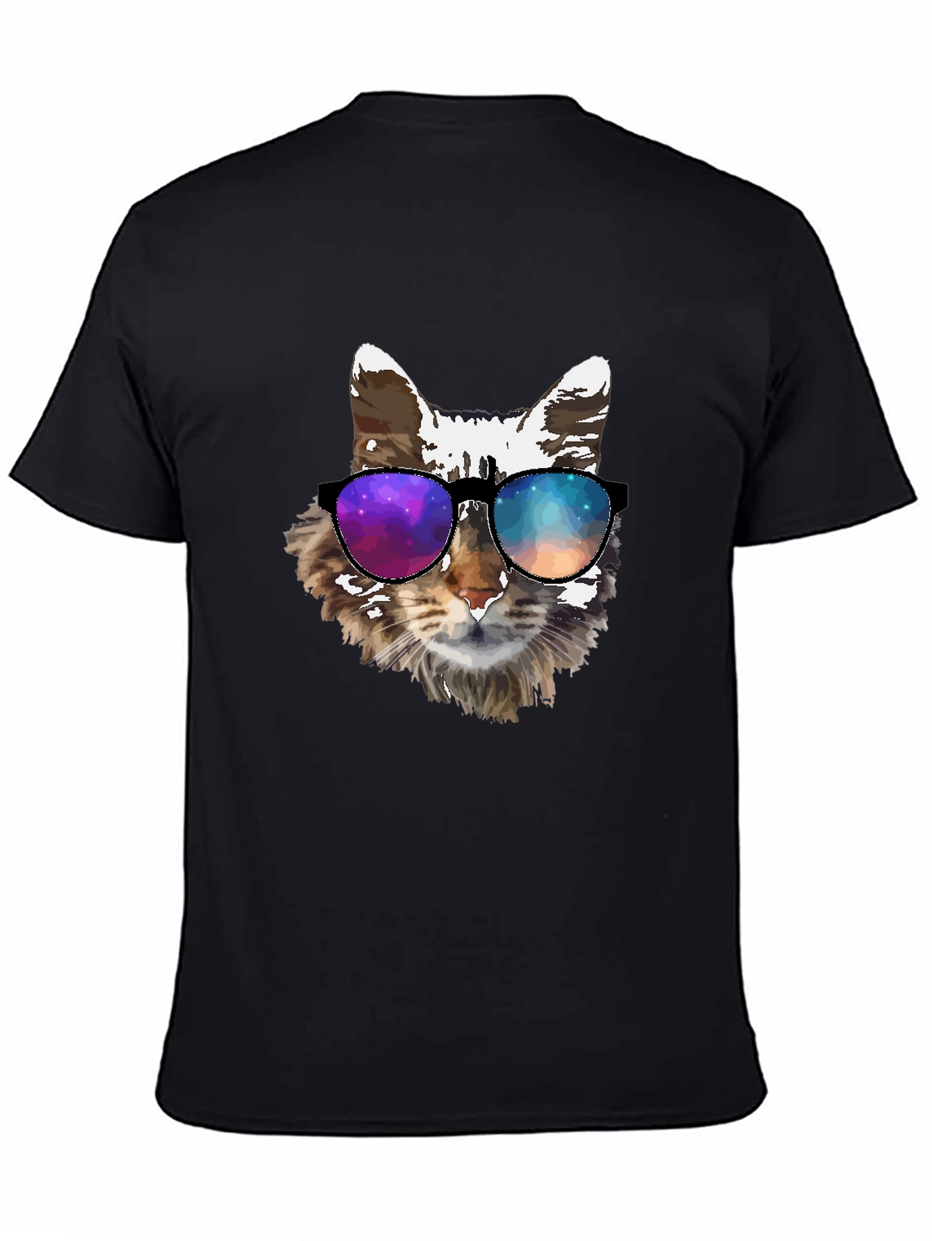 Black Cool Cat Tee - Galaxy Shades Graphic T-Shirt view 4