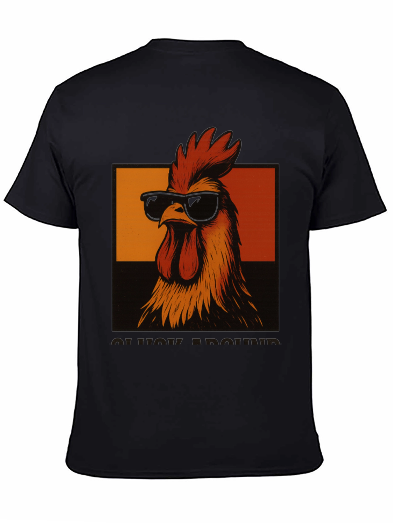 Black Cool Rooster T-Shirt - Funny Chicken Graphic Tee view 4