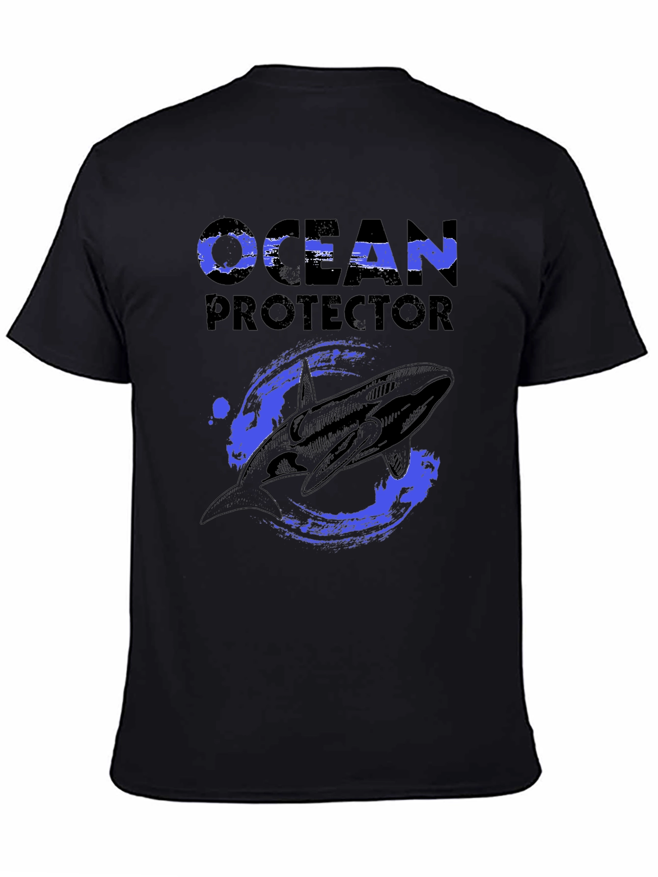 Black Ocean Protector Whale Graphic T-Shirt view 4