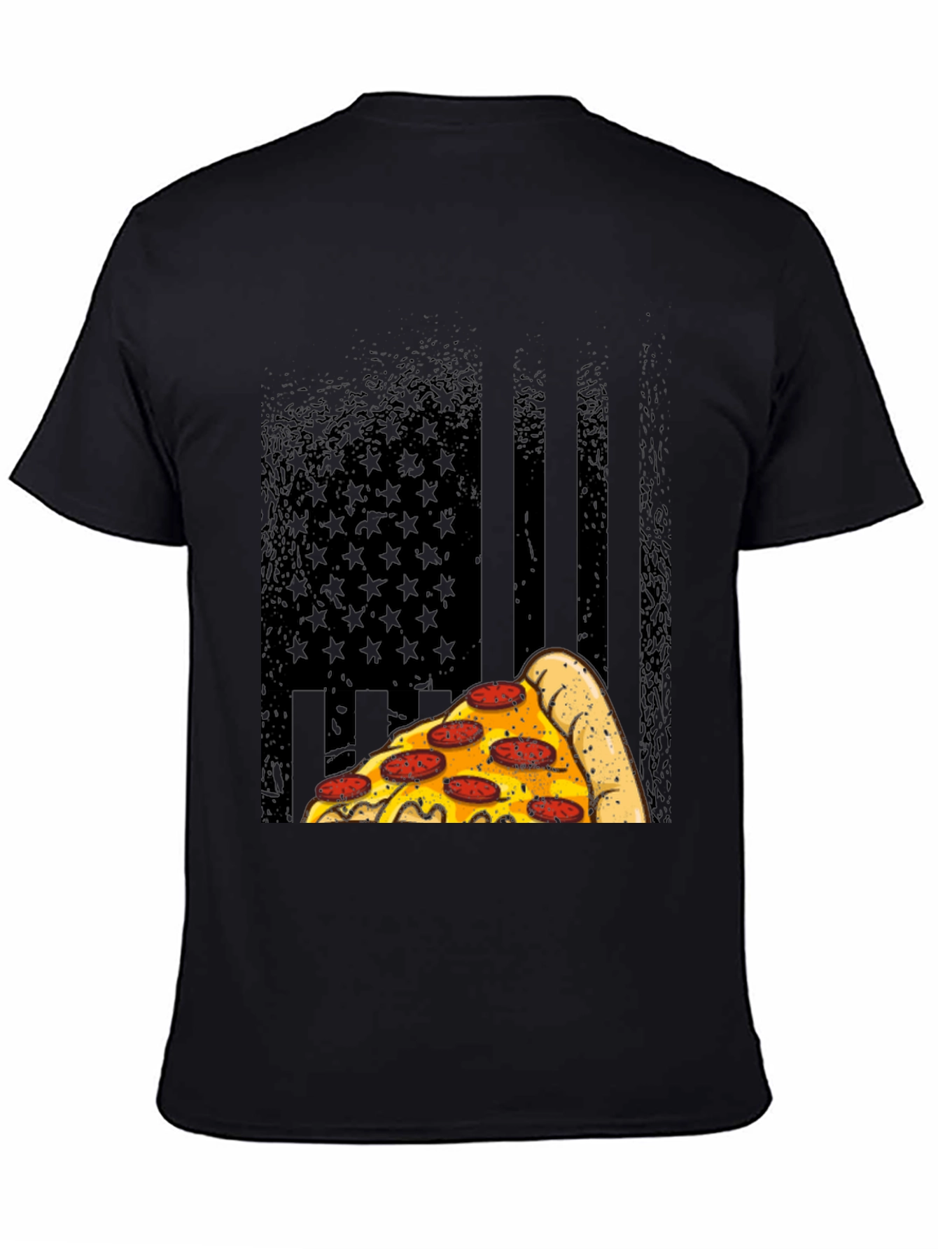 Black Pizza Flag Graphic T-Shirt view 4