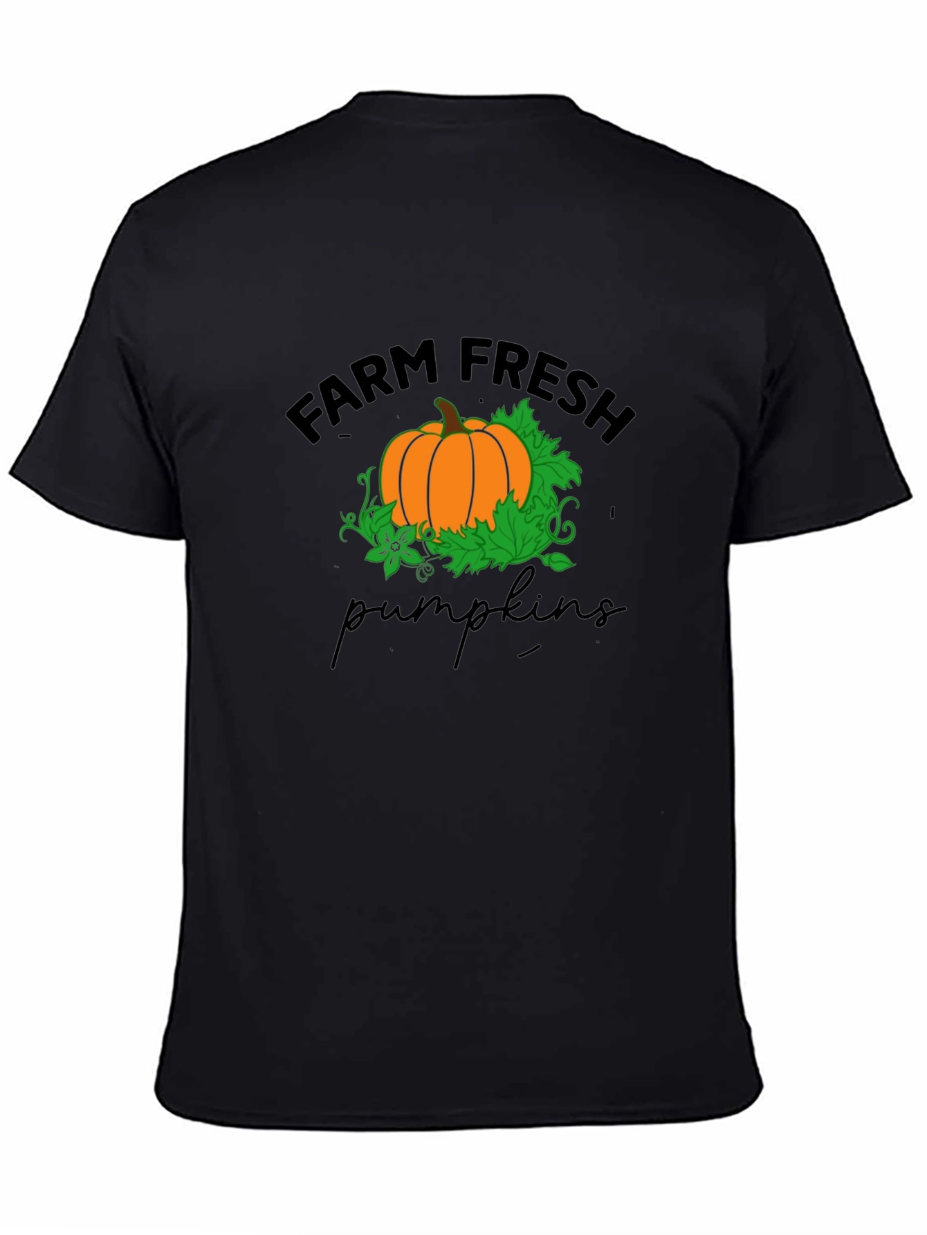 Black Farm Fresh Pumpkins T-Shirt - Black view 4
