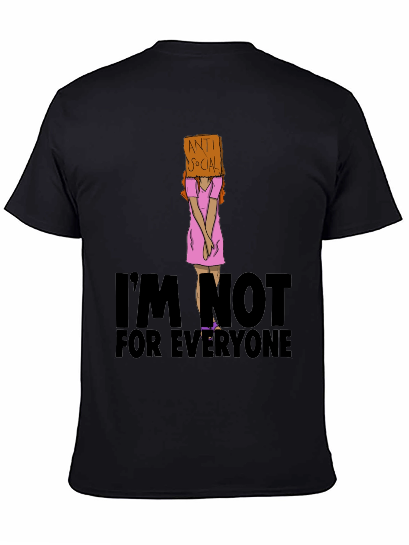 Black Anti Social Graphic T-Shirt - Introvert Fashion view 4