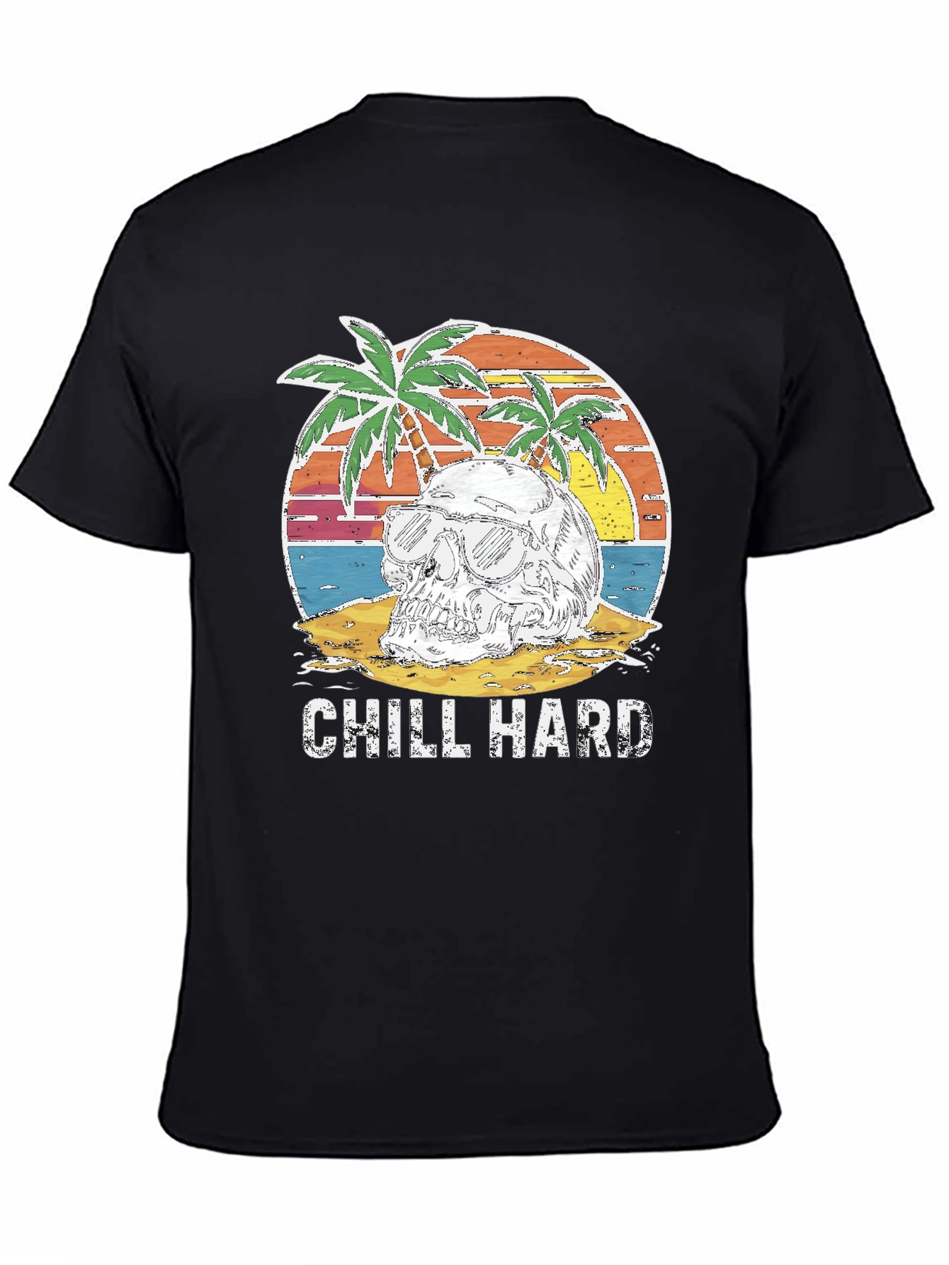 Black Chill Hard Skull Beach Graphic T-Shirt view 4
