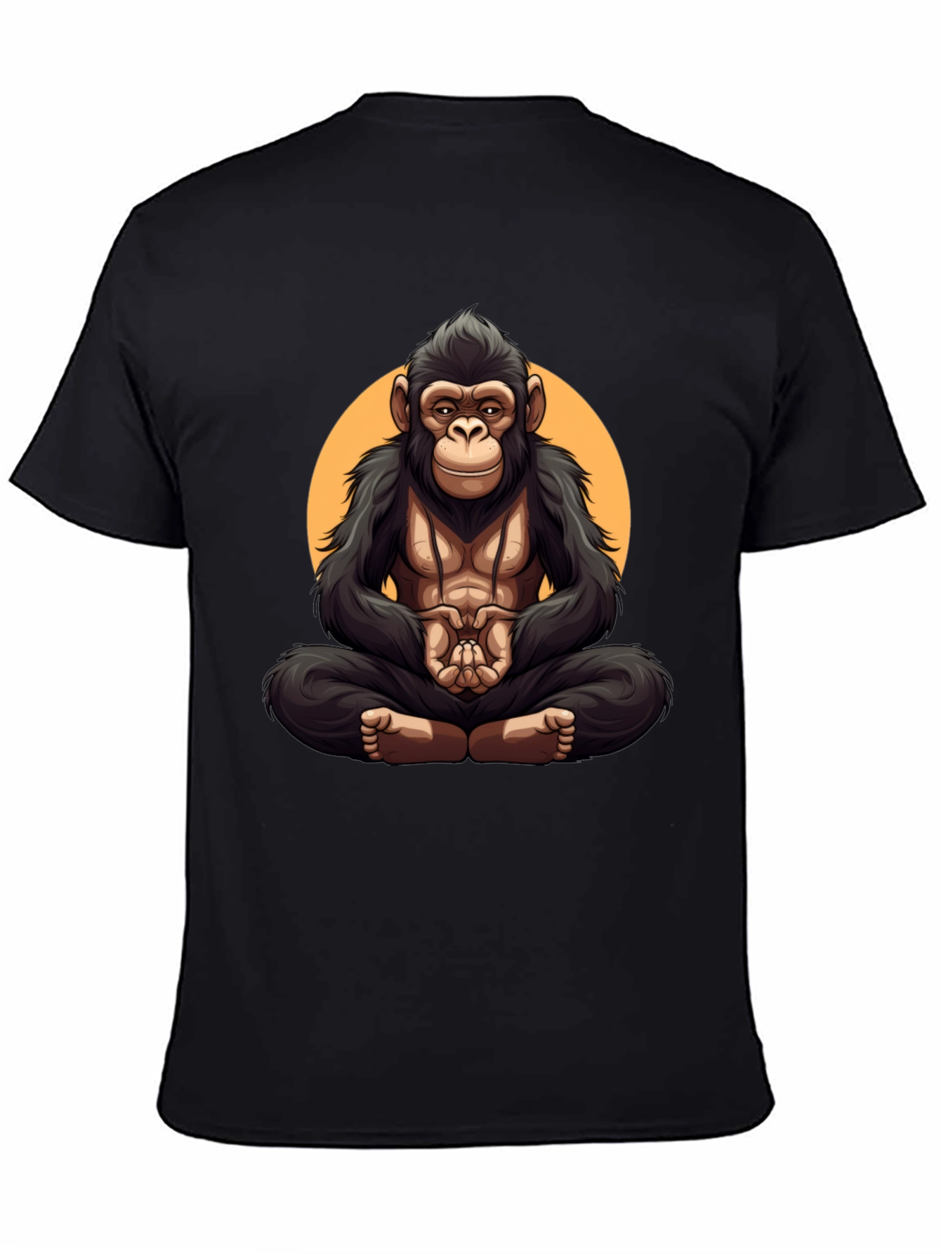 Black Zen Monkey T-Shirt: Meditating Gorilla Graphic Tee view 4