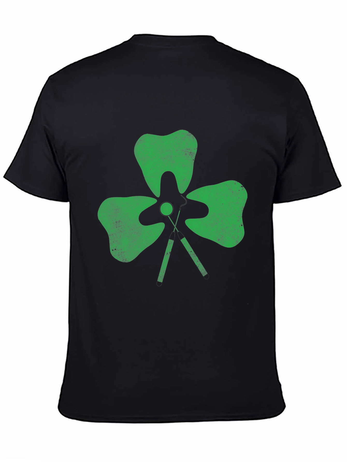 Black Shamrock Golf Tee T-Shirt - Lucky Green Tee view 4