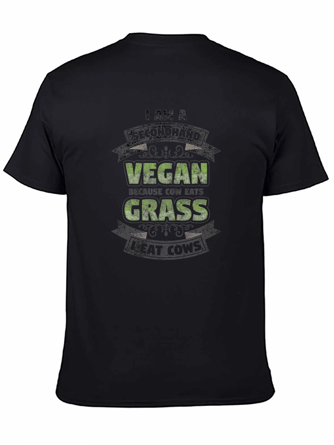 Black Funny "I am a Secondhand Vegan" Graphic Tee view 4