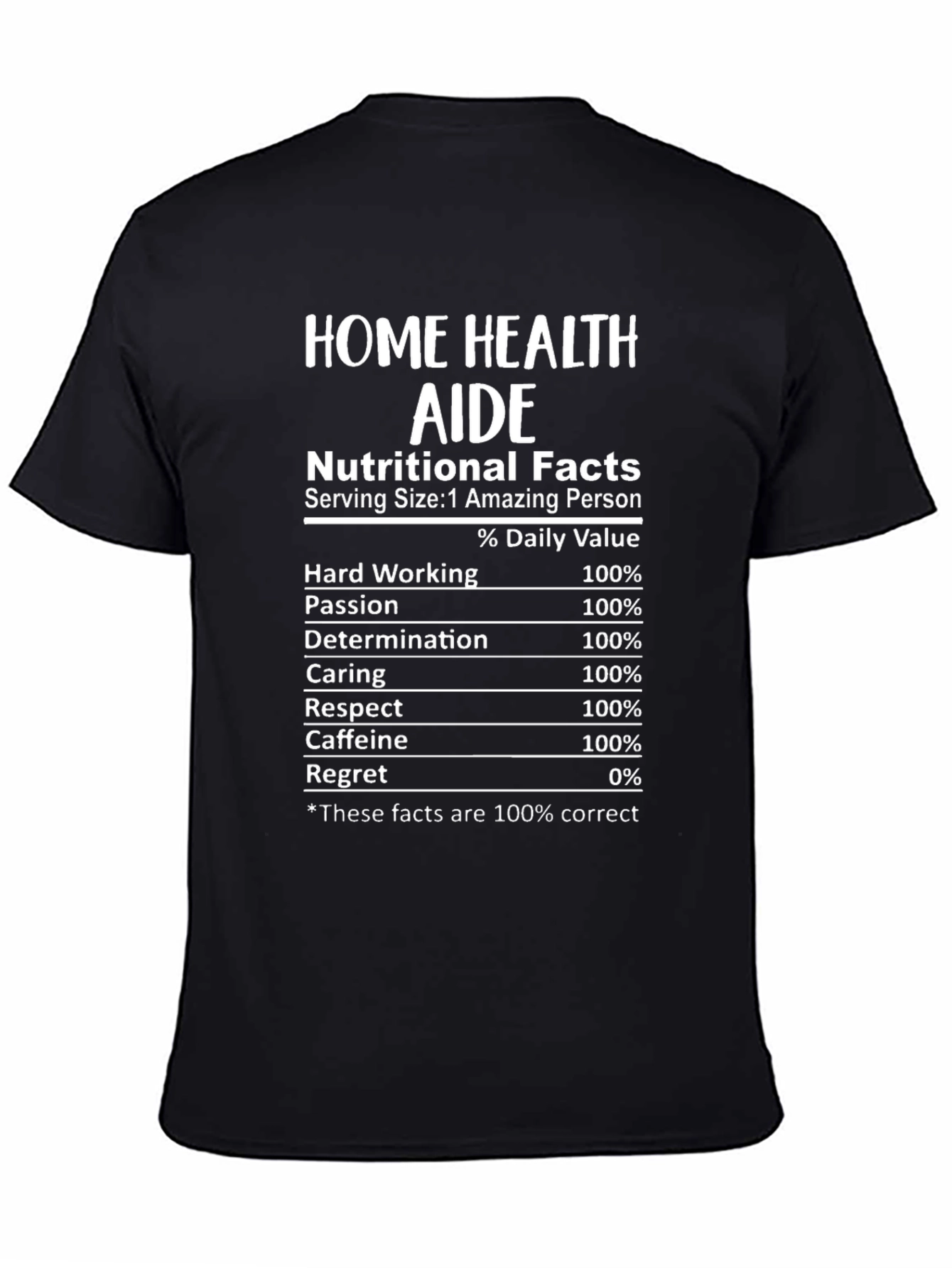 Black Home Health Aide Nutritional Facts T-Shirt view 4