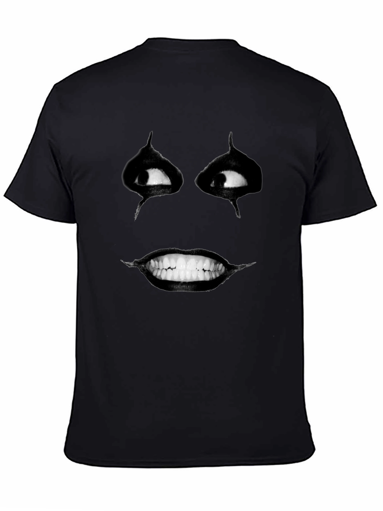 Black Creepy Smile Graphic Print Black T-Shirt view 4