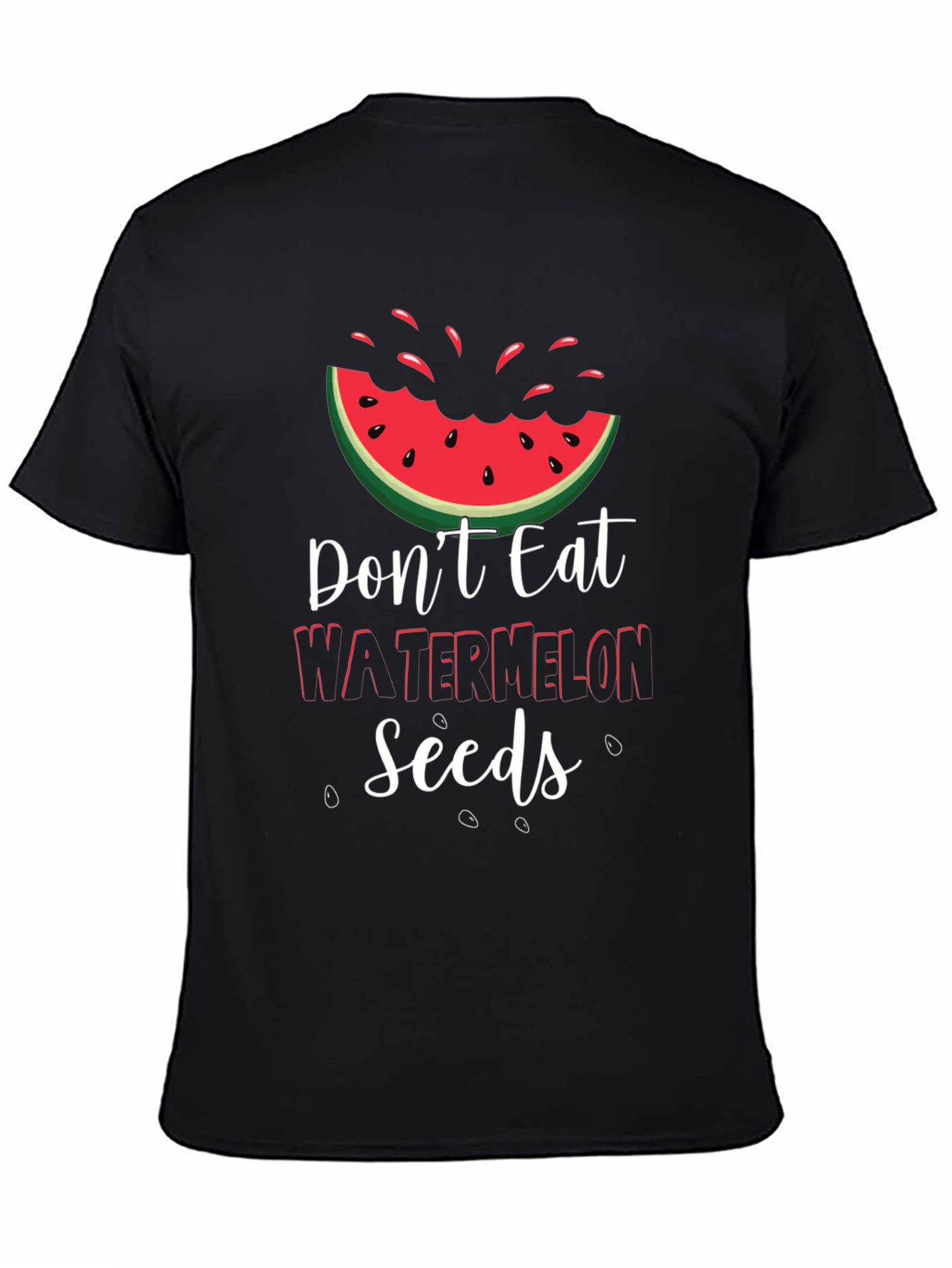 Black Funny Watermelon Seeds Graphic Tee view 4