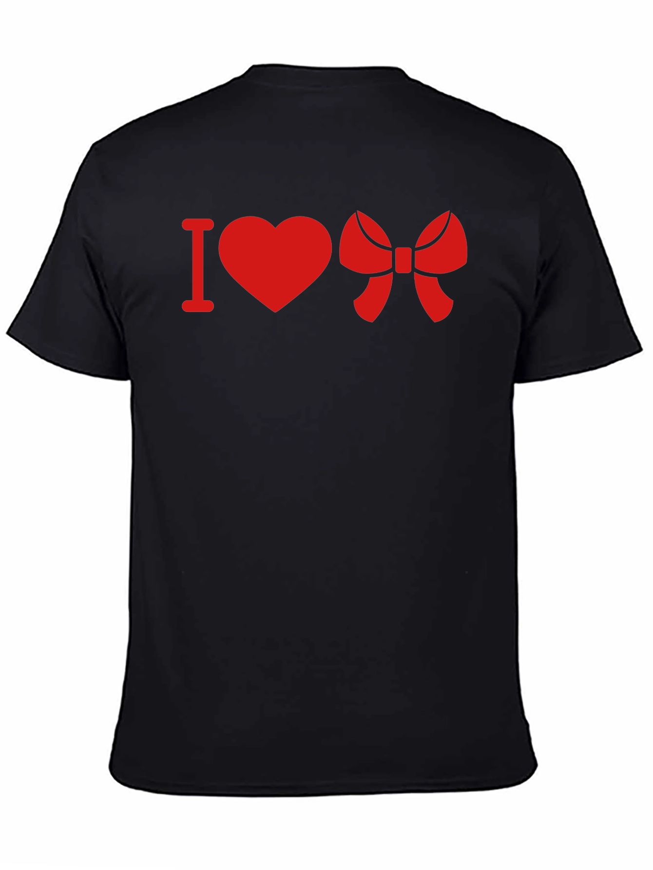 Black I Heart Bow Red Graphic T-Shirt - Casual Crew Neck Tee view 4
