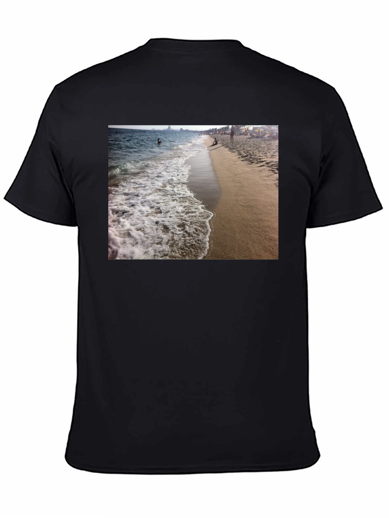 Black Beach Scene Black T-Shirt view 4