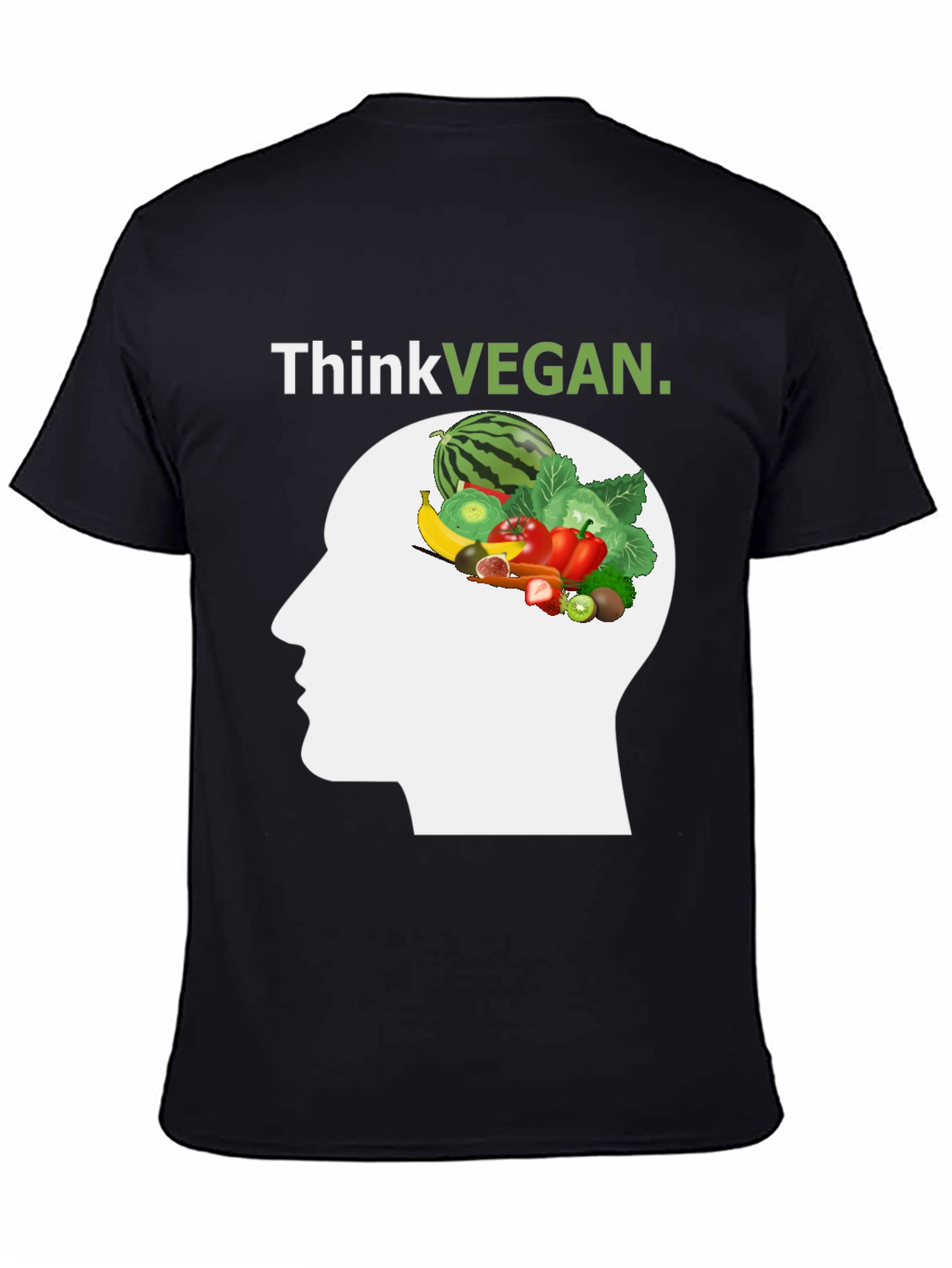 Black Think Vegan T-Shirt - Unisex Graphic Tee view 4