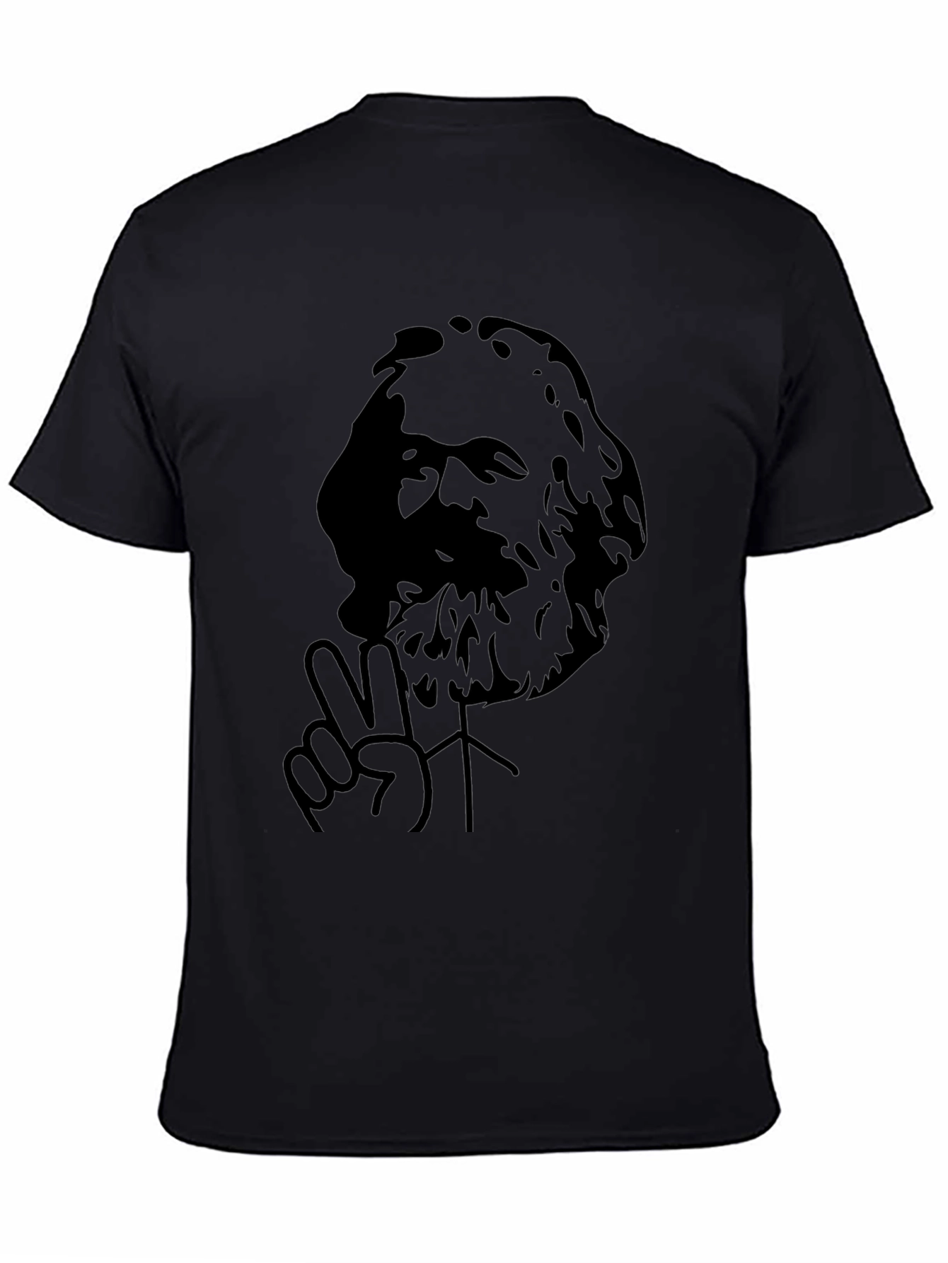 Black Karl Marx Peace Sign Black T-Shirt view 4
