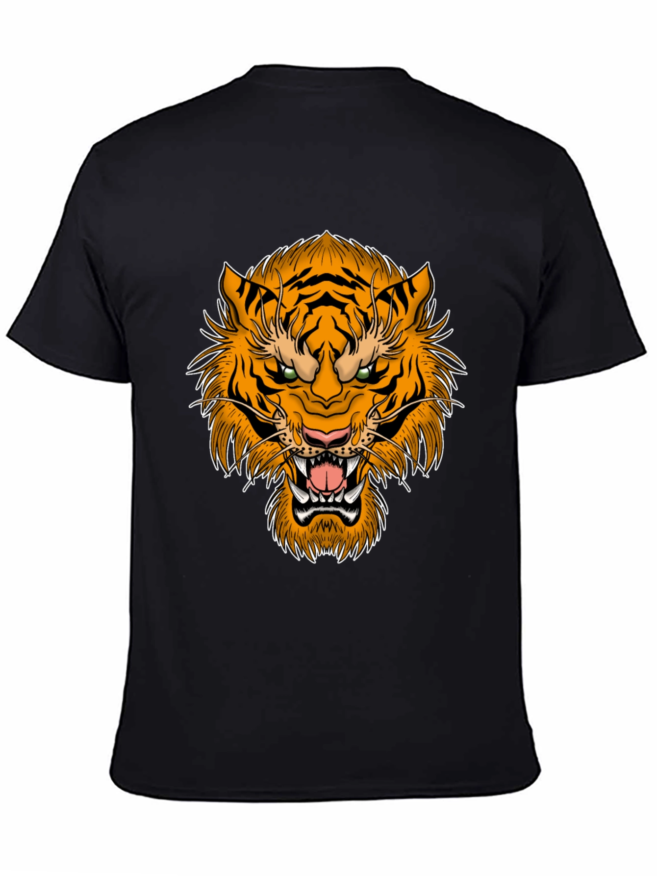 Black Bold Tiger Graphic Print Black T-Shirt view 4