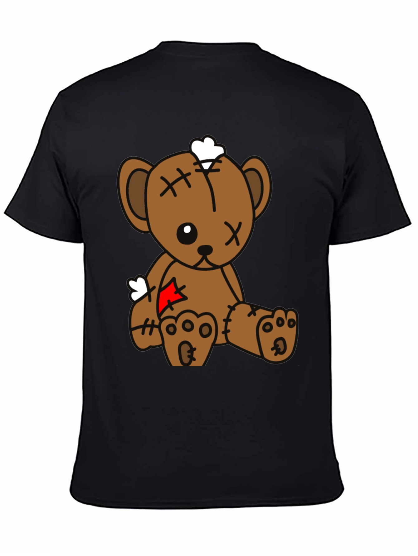 Black Teddy Bear Graphic Tee - Black Cotton Blend view 4