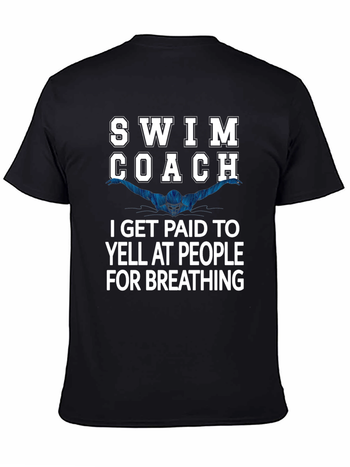 Black Swim Coach Yelling T-Shirt view 4