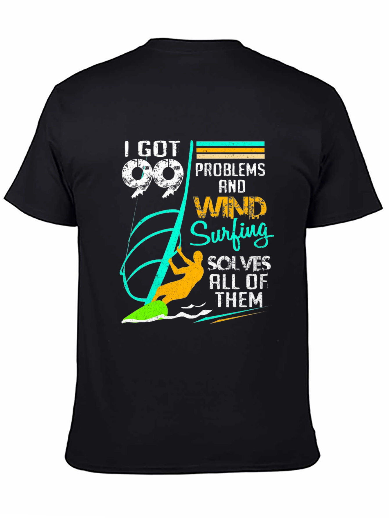 Black 99 Problems Windsurfing T-Shirt - Unique Design view 4