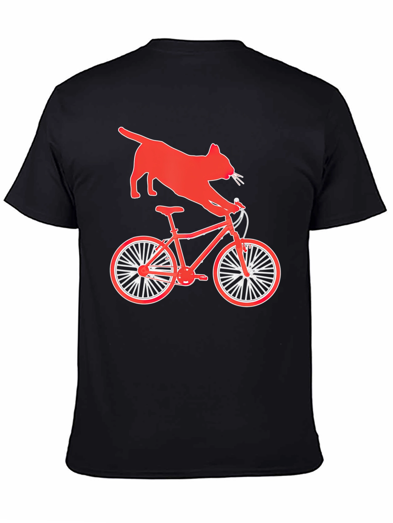 Black Cat Riding Bike Graphic T-Shirt view 4