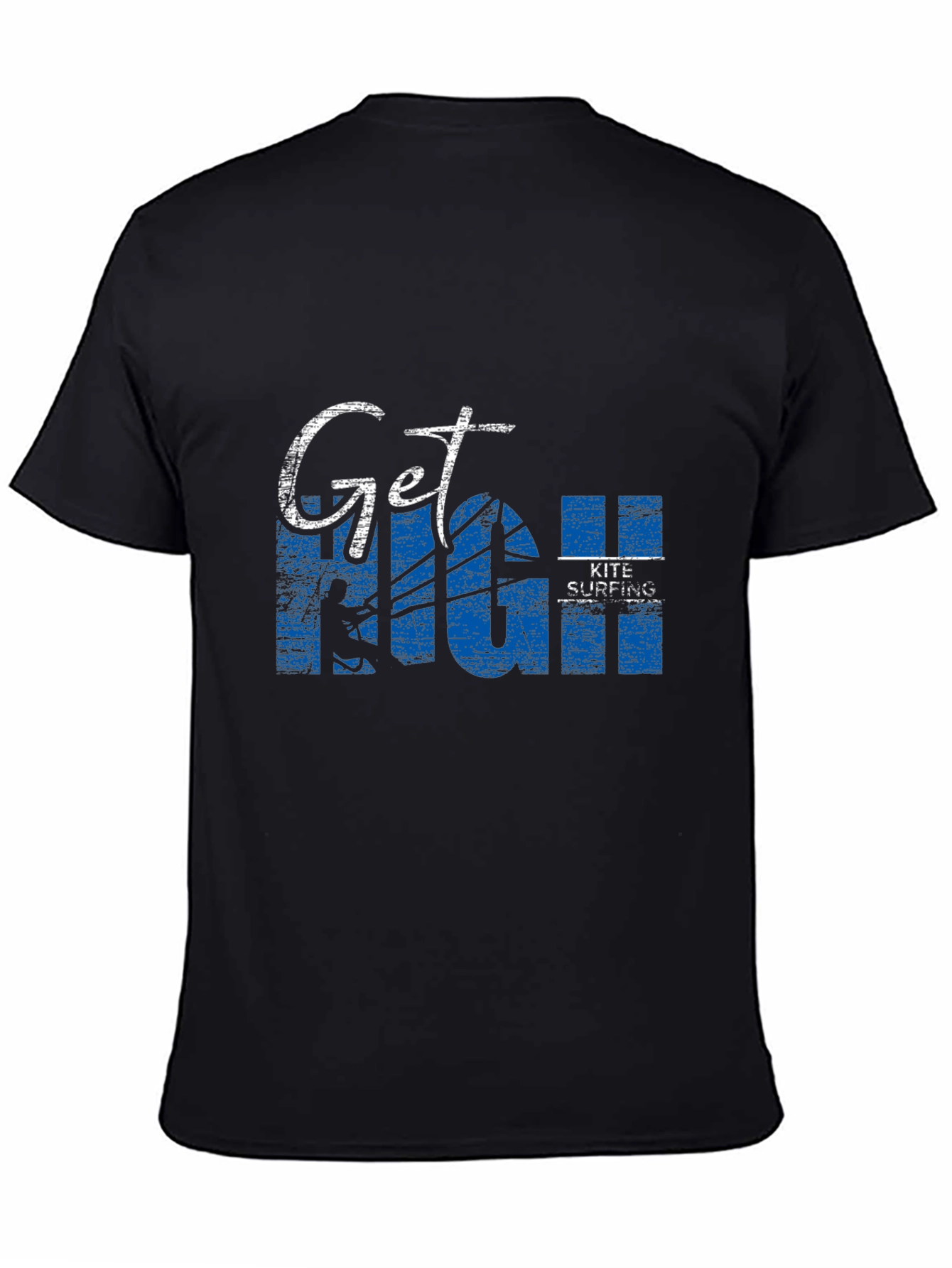 Black Get High Kite Surfing Graphic Black T-Shirt view 4