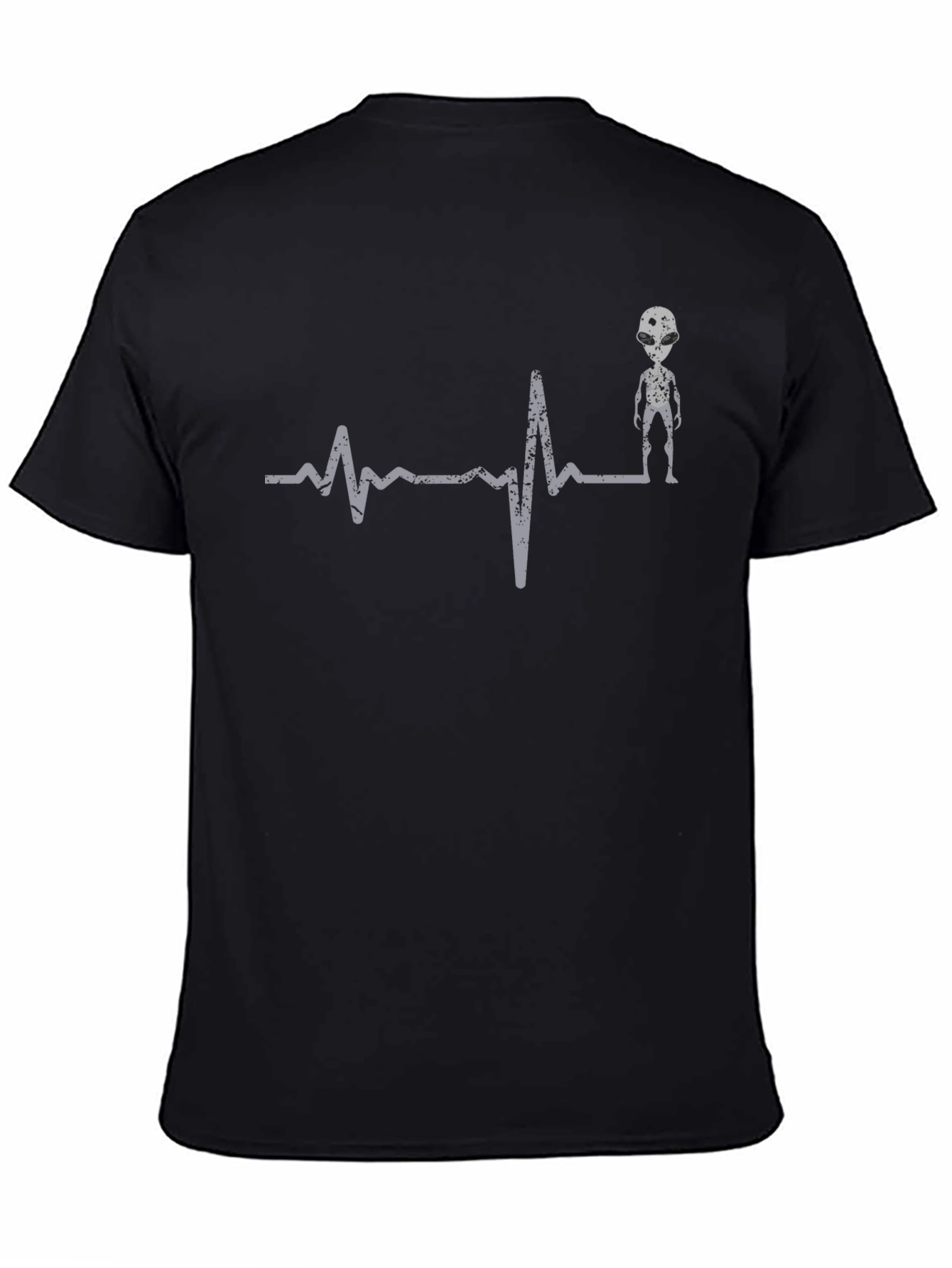 Black Alien Heartbeat T-Shirt - Men's Graphic Tee view 4