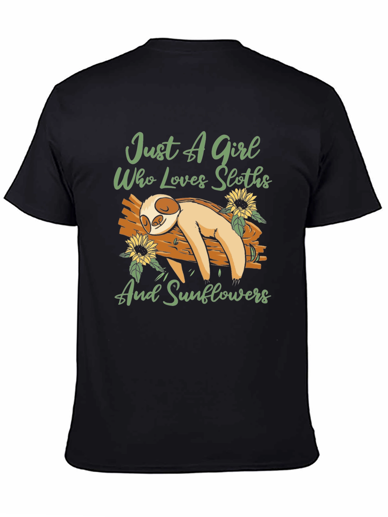 Black Sloth & Sunflower Graphic T-Shirt view 4