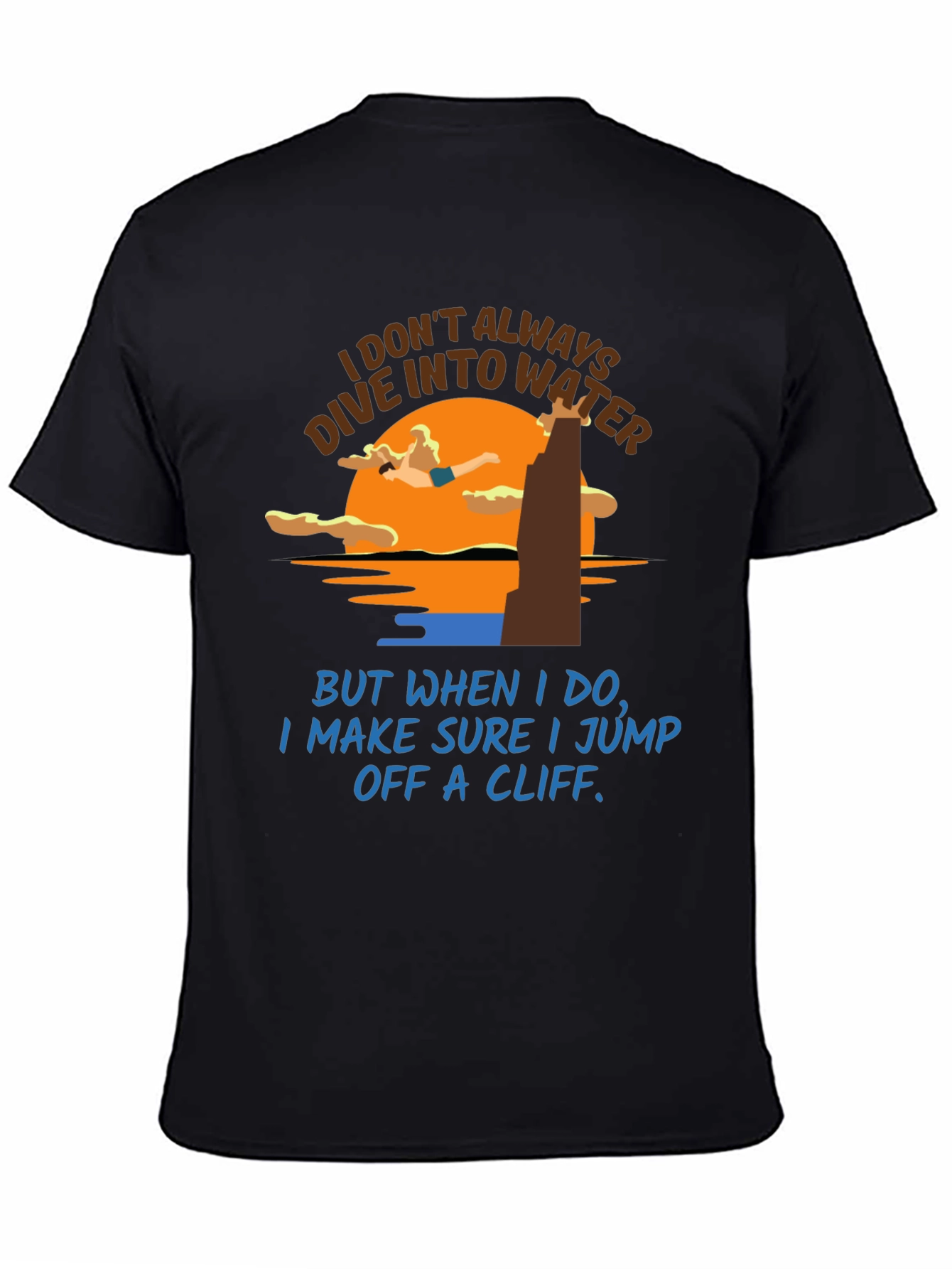 Black Cliff Diver T-Shirt: Humorous Water Sports Tee view 4