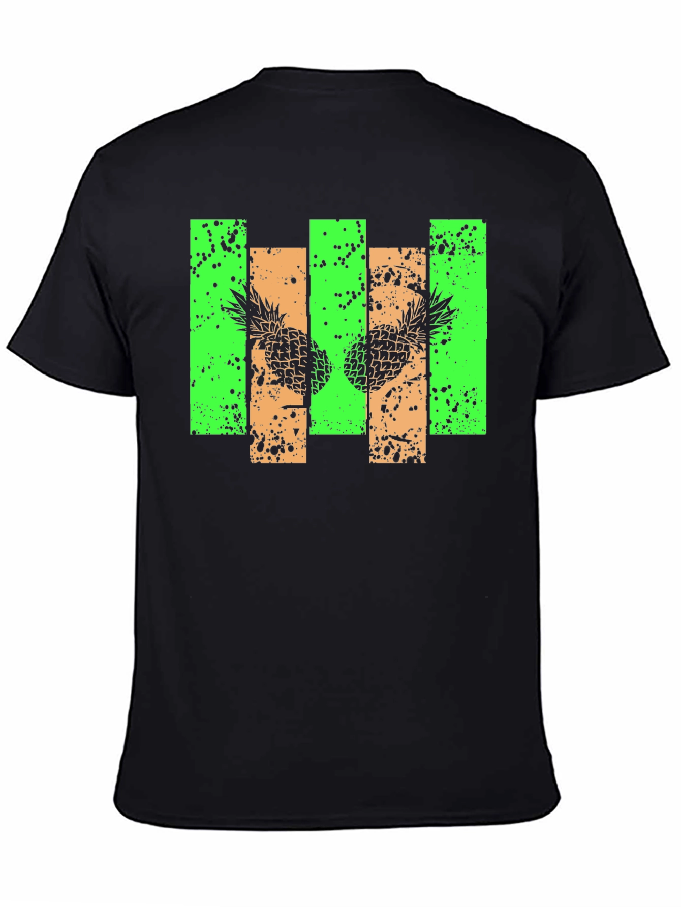 Black Pineapple Graphic Print Black T-Shirt view 4