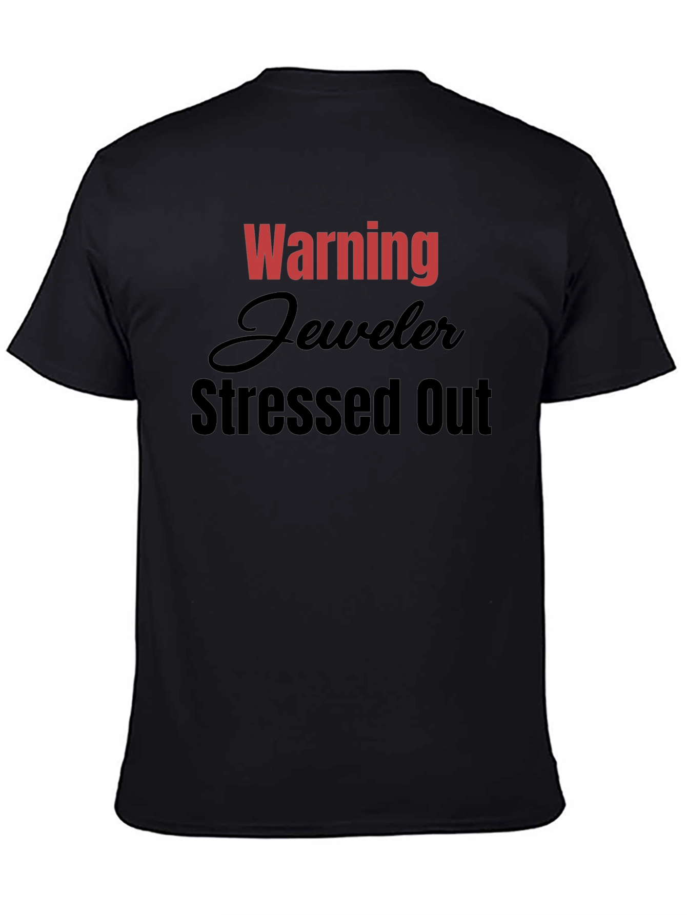 Black Warning Jeweler Stressed Out T-Shirt - Black view 4
