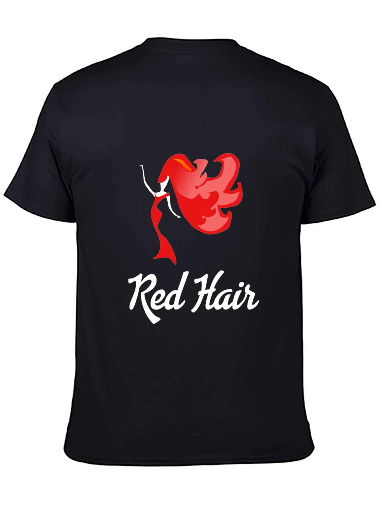 Black Red Hair Graphic T-Shirt - Unique Fashion Tee view 4