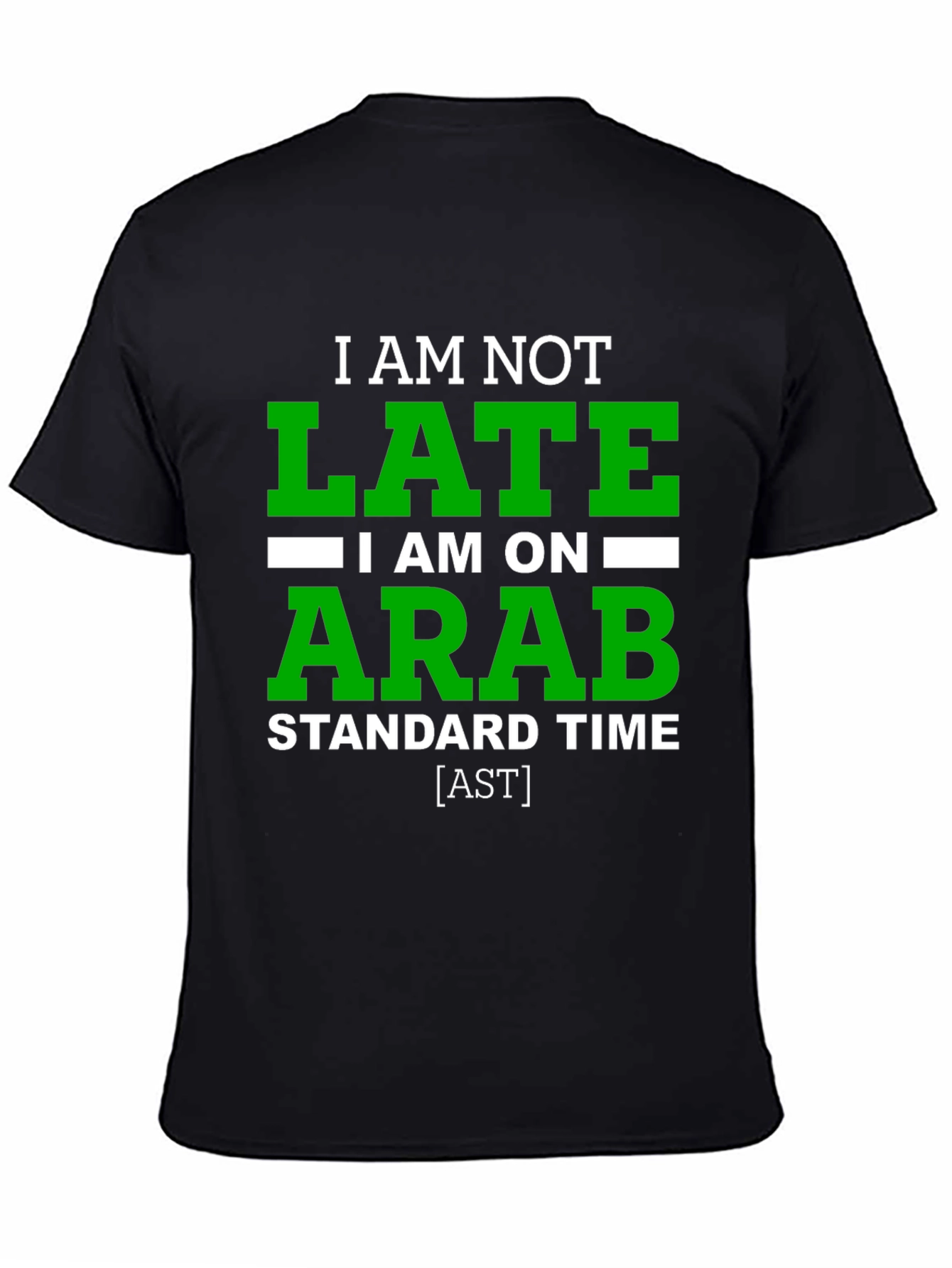 Black Funny "Arab Standard Time" Graphic Tee - Black view 4