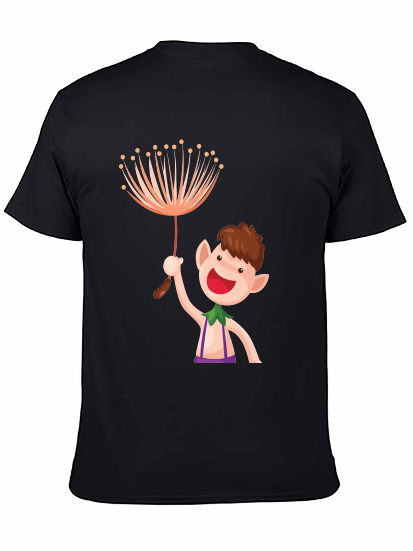 Black Whimsical Elf Graphic Tee - Black Cotton view 4