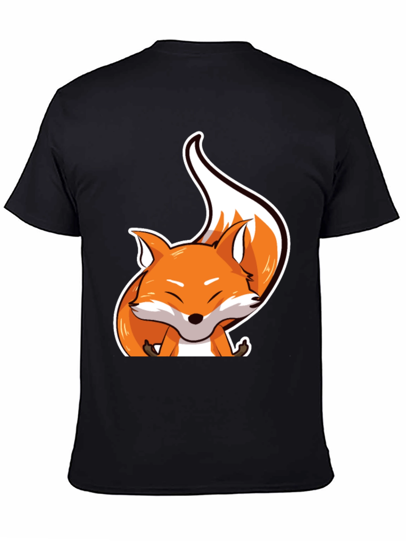Black Cute Fox Graphic Tee - Unisex Black T-Shirt view 4