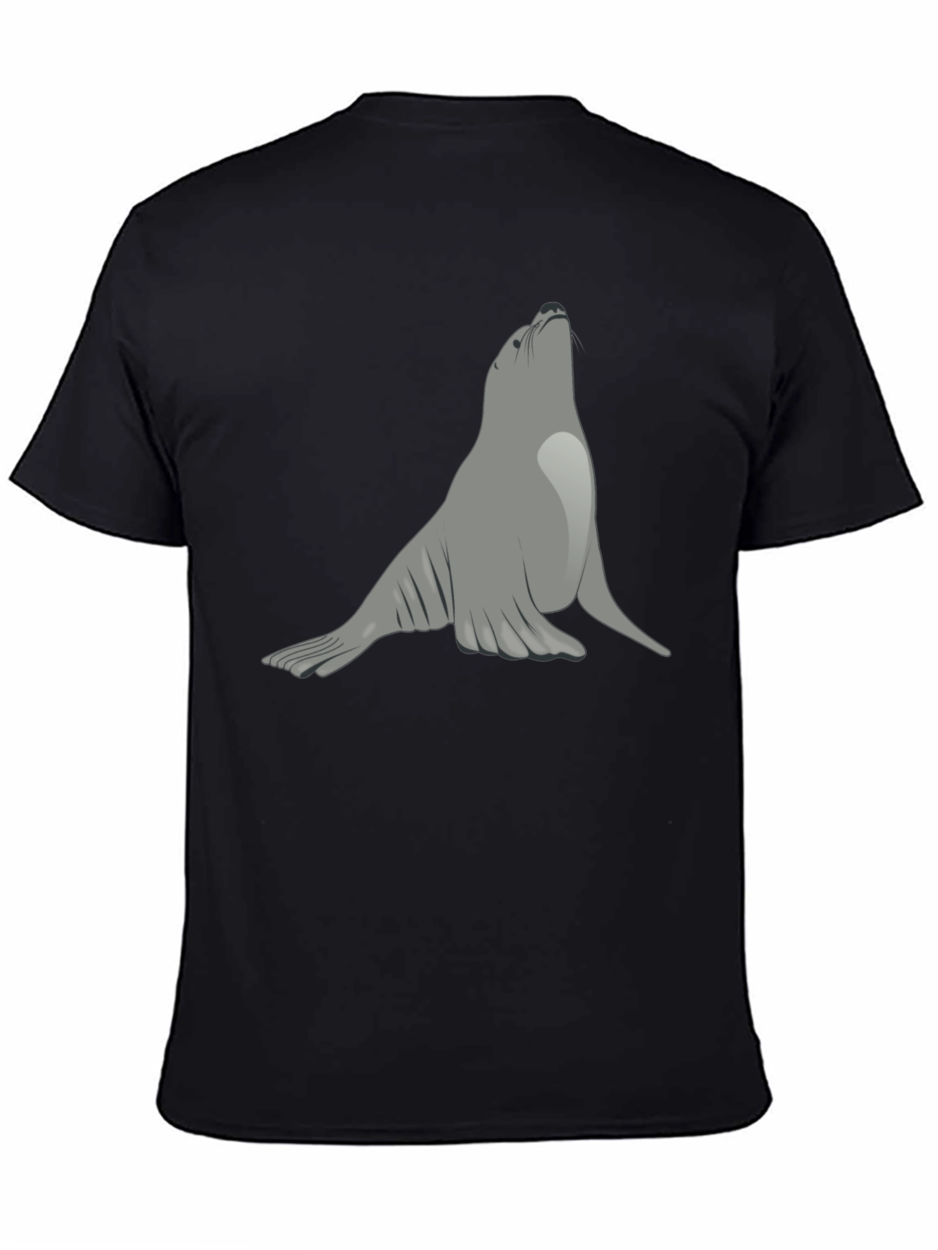 Black Seal Graphic Black T-Shirt - Unique Animal Tee view 4