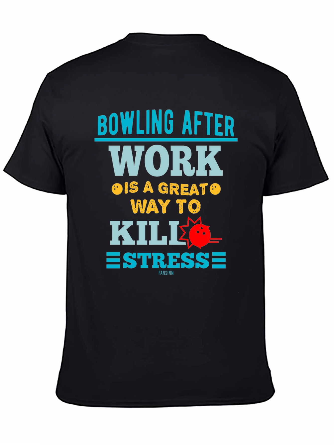 Black Bowling After Work T-Shirt - Stress Relief Tee view 4