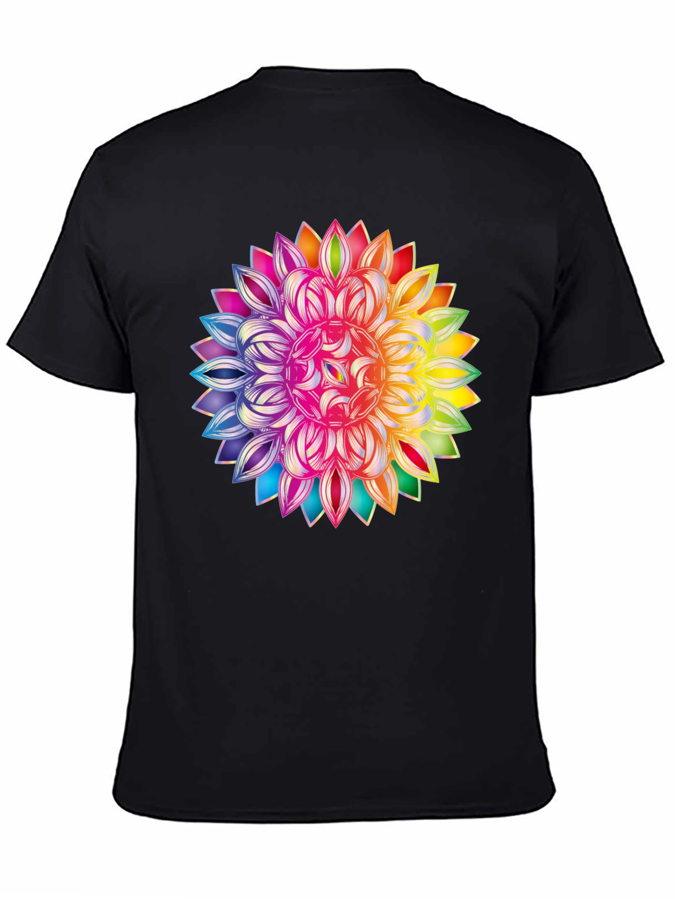 Black Rainbow Mandala Graphic Black T-Shirt view 4