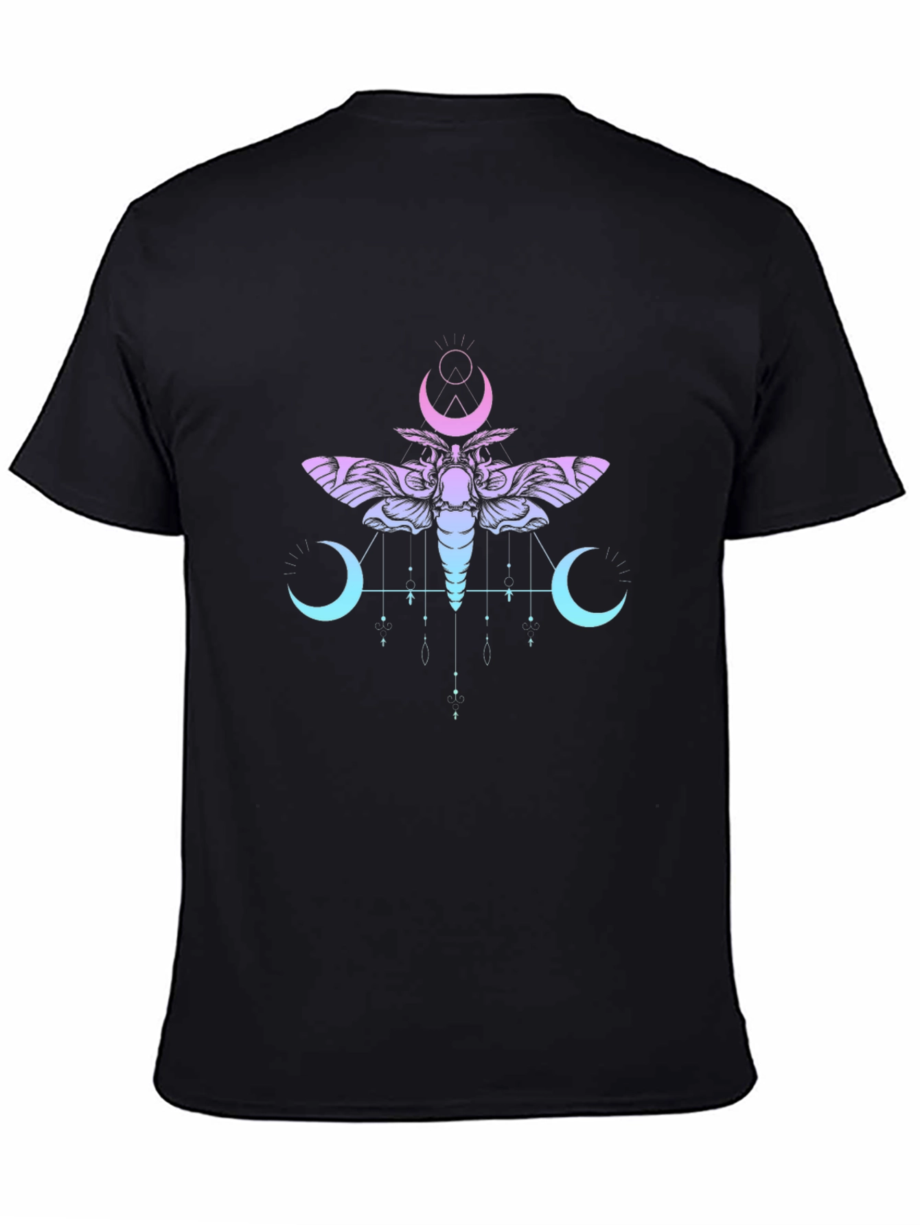 Black Moth and Moon Graphic T-Shirt - Black view 4