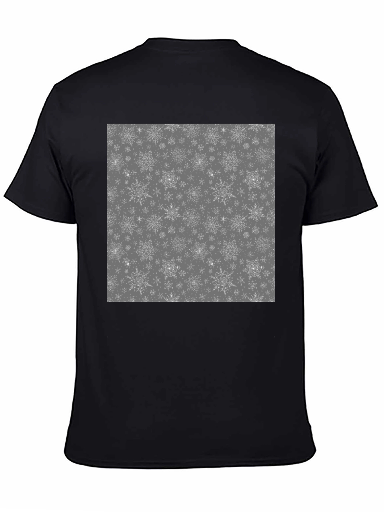 Black Snowflake Pattern Graphic T-Shirt view 4