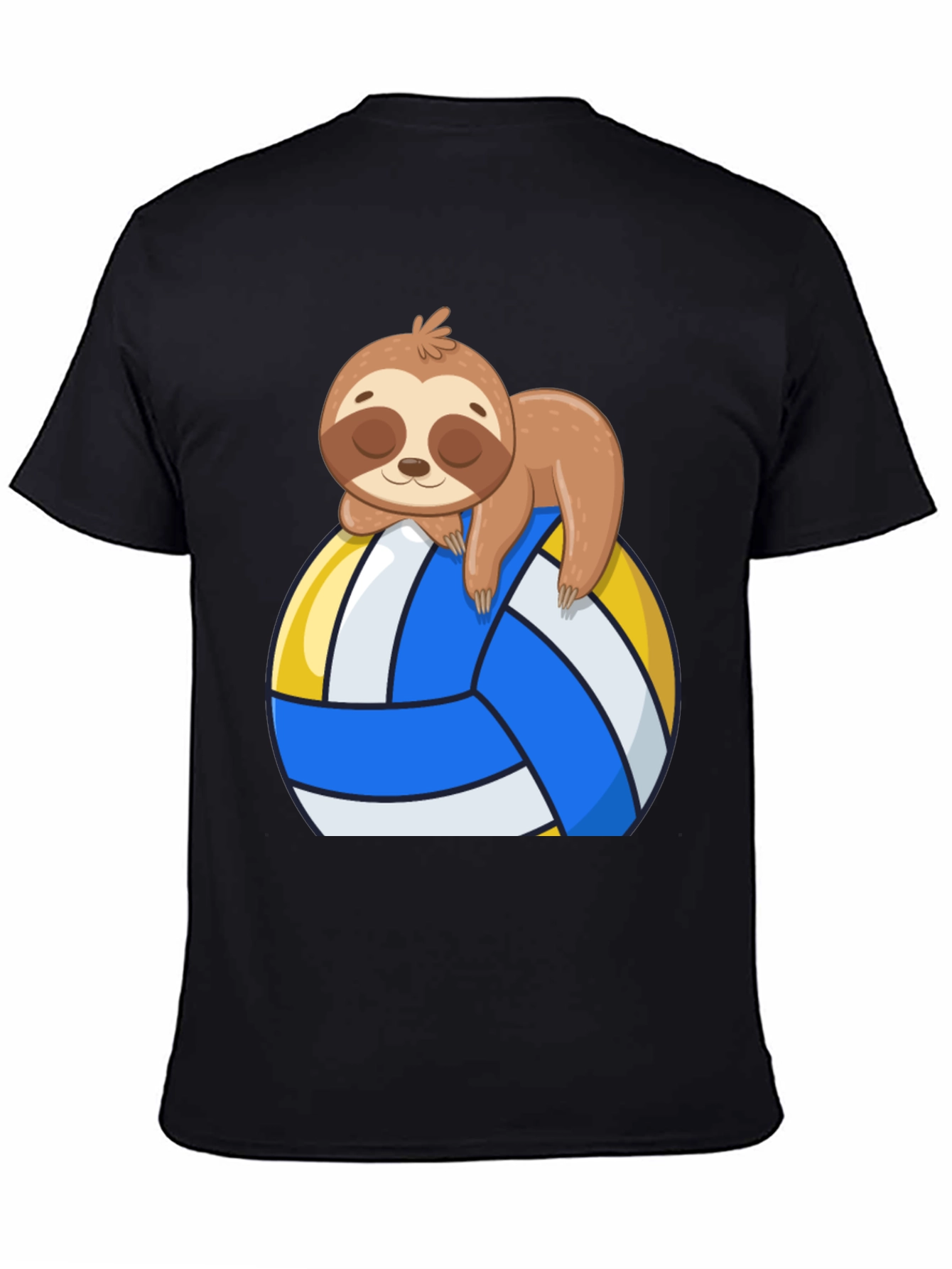 Black Sloth Volleyball T-Shirt - Cute Cartoon Sloth Design view 4