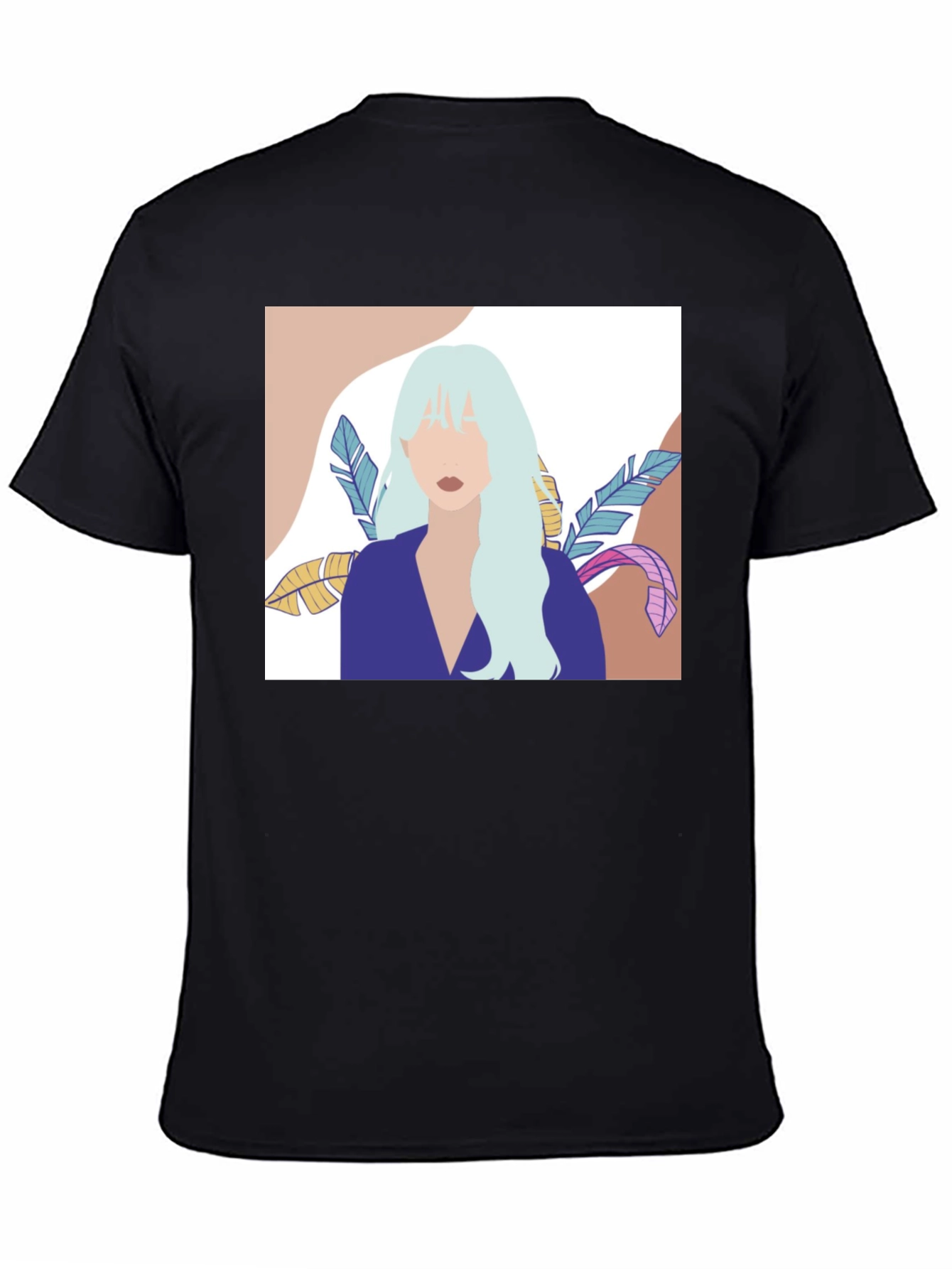 Black Abstract Woman Portrait Graphic T-Shirt - Black view 4