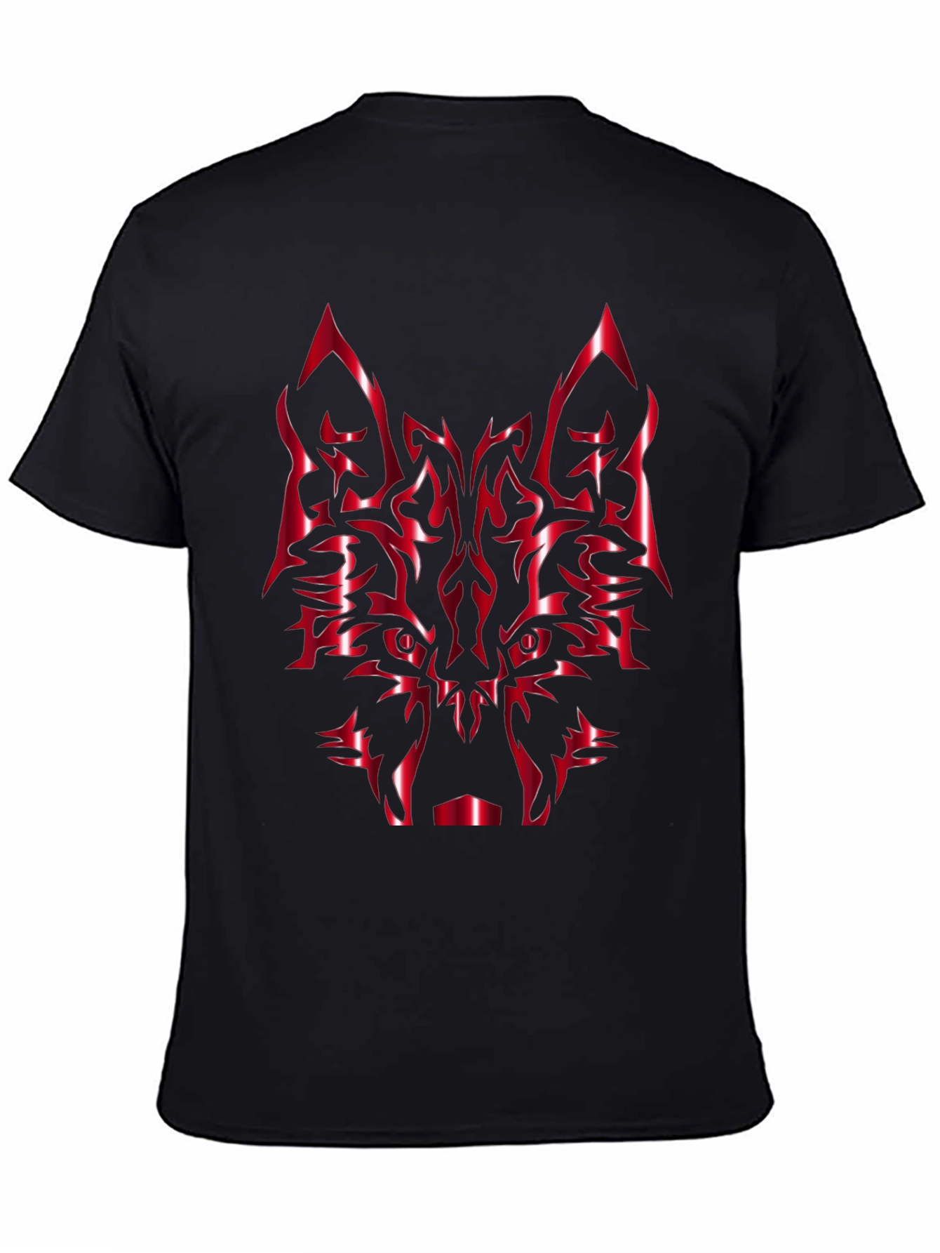 Black Red Wolf Graphic Tee - Black Cotton Blend view 4