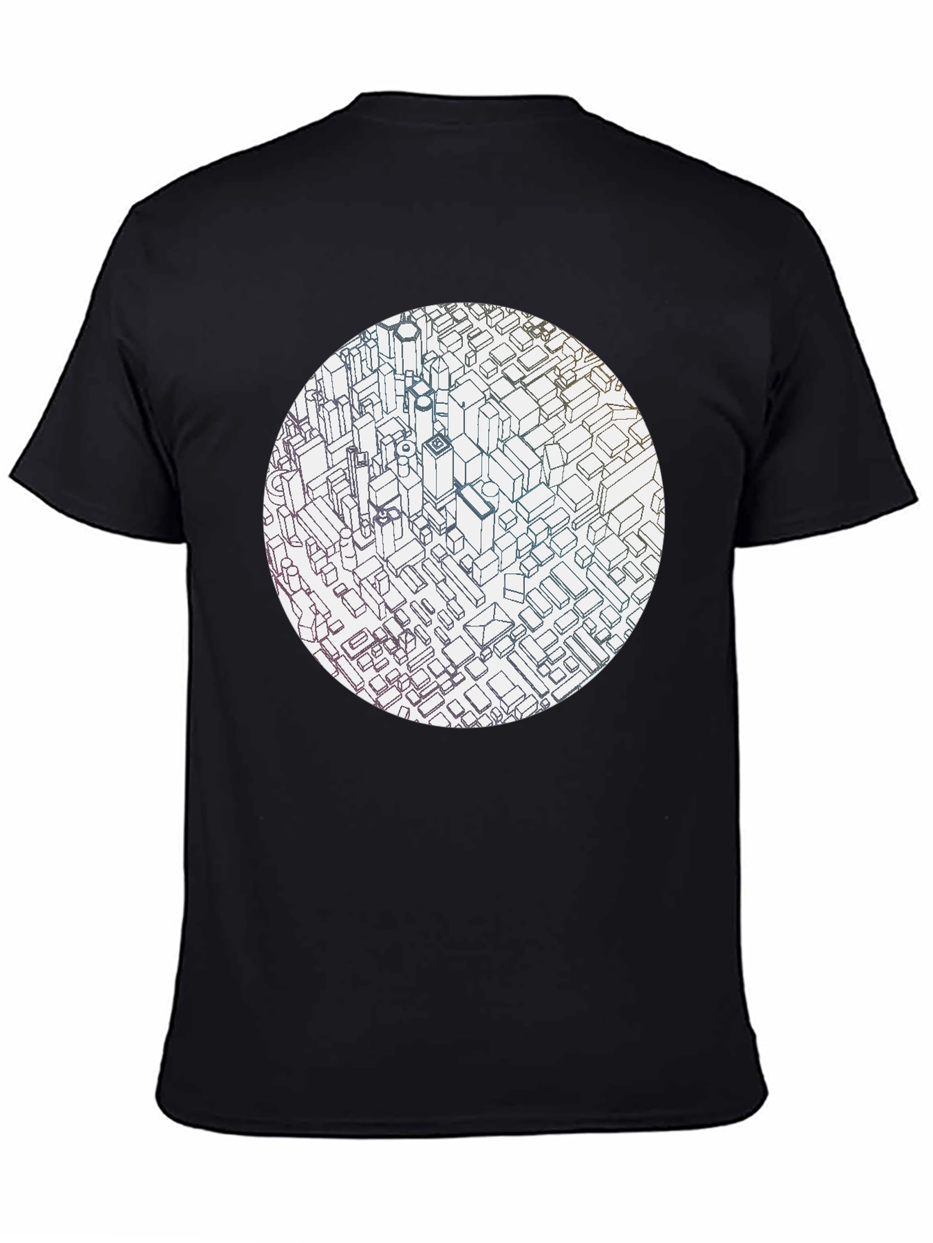 Black Abstract Cityscape Graphic Black T-Shirt view 4