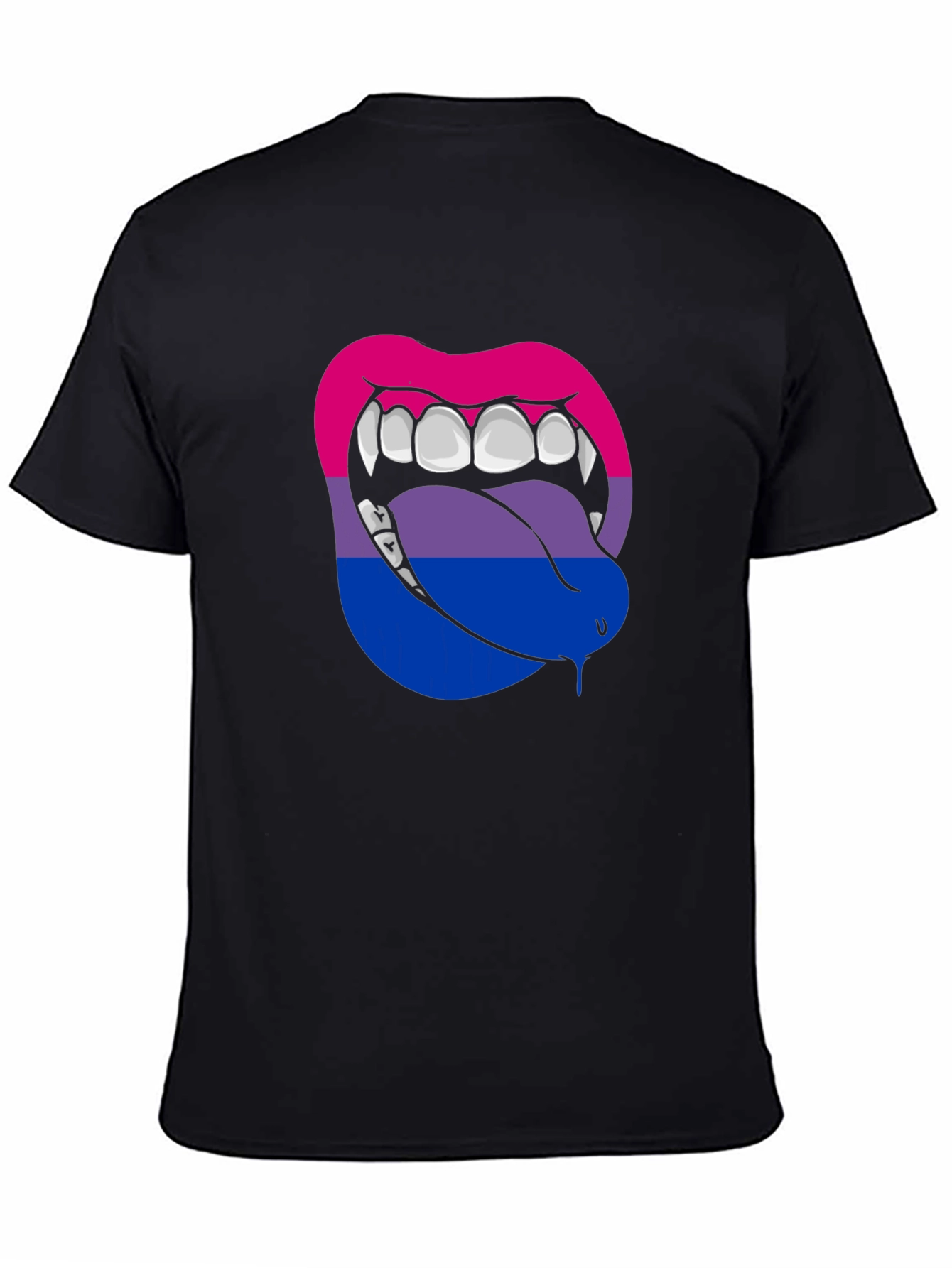 Black Bisexual Pride Vampire Lips Graphic Tee view 4