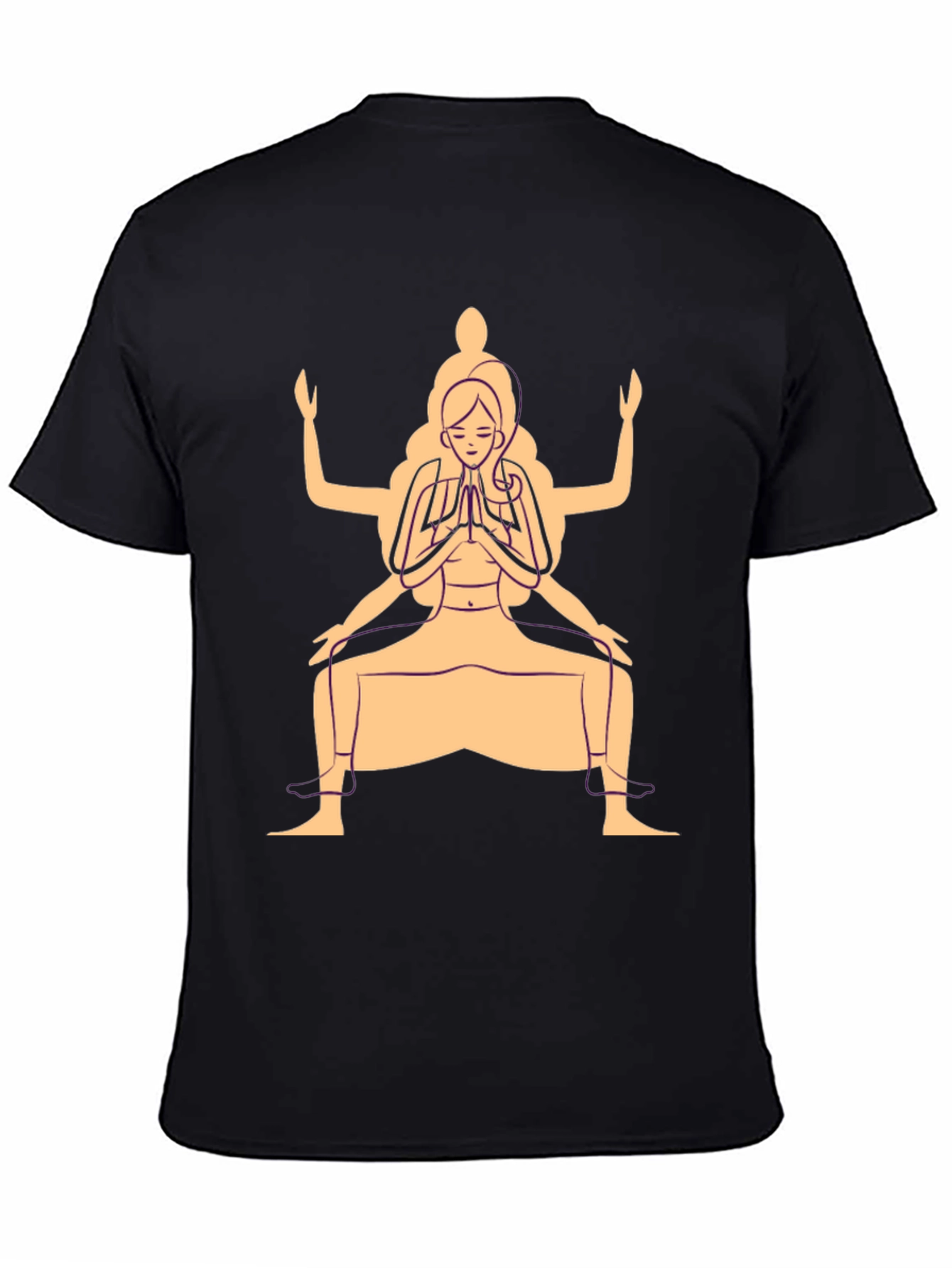 Black Yoga Pose Graphic T-Shirt - Black Cotton Blend view 4