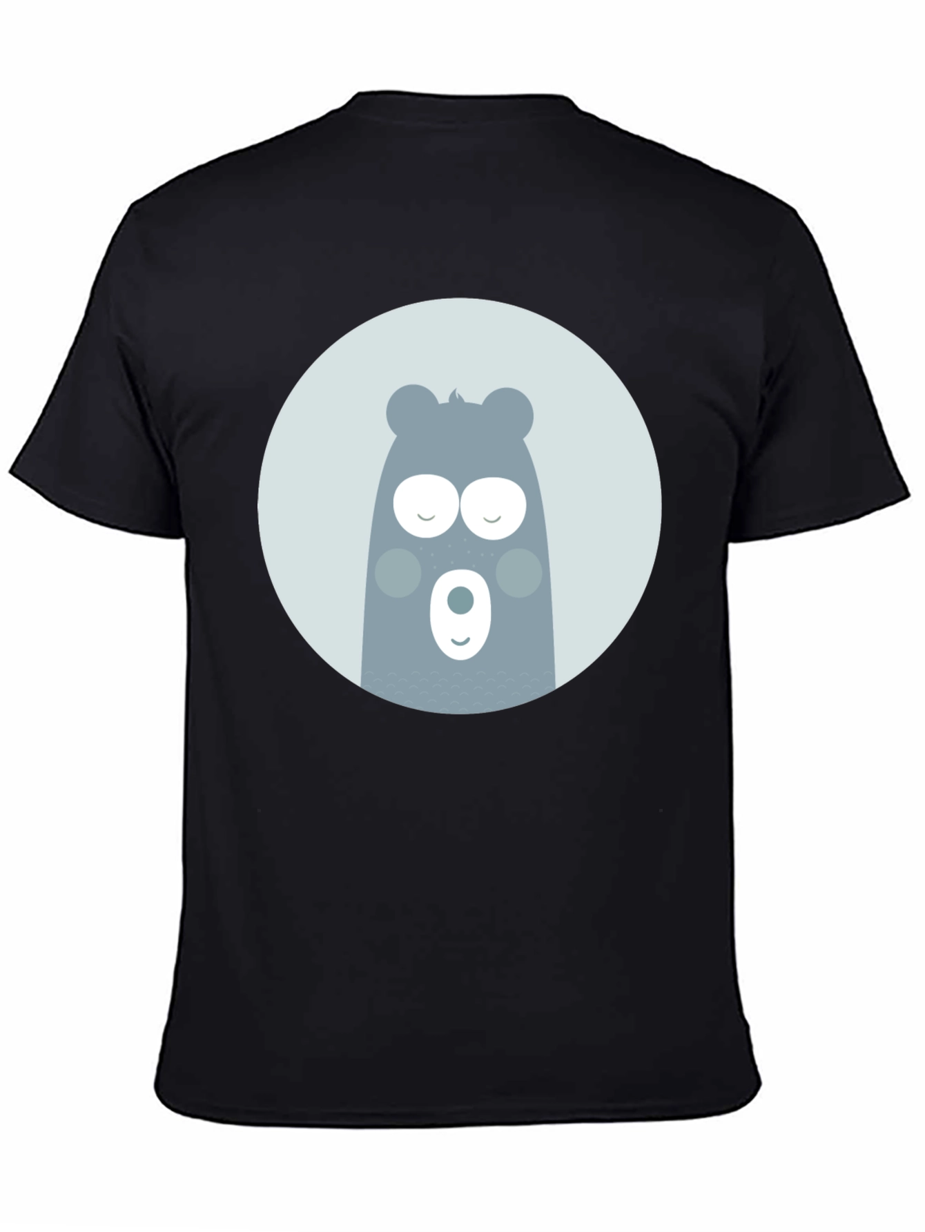 Black Cute Bear Graphic Black T-Shirt view 4