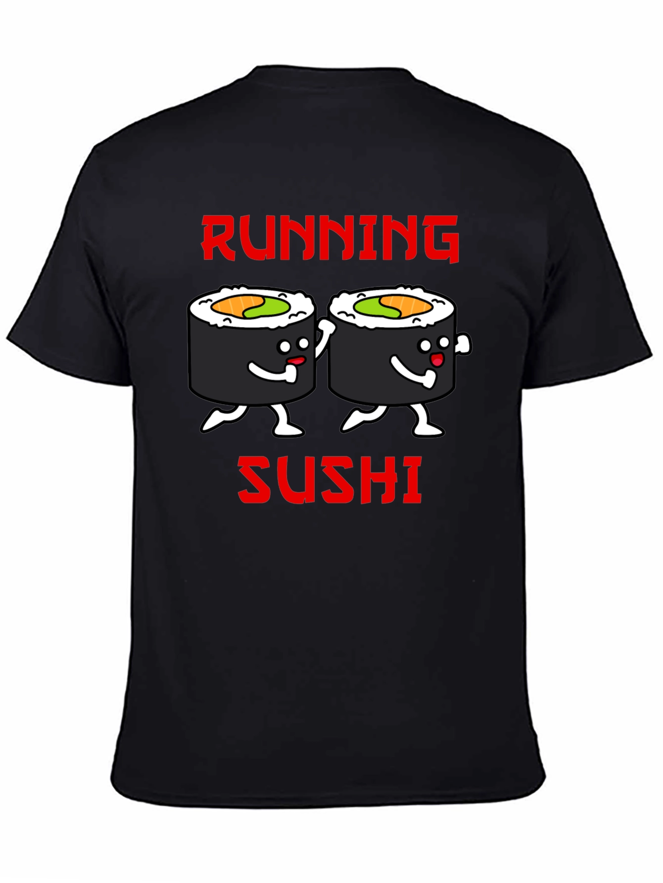 Black Running Sushi Graphic T-Shirt - Black view 4