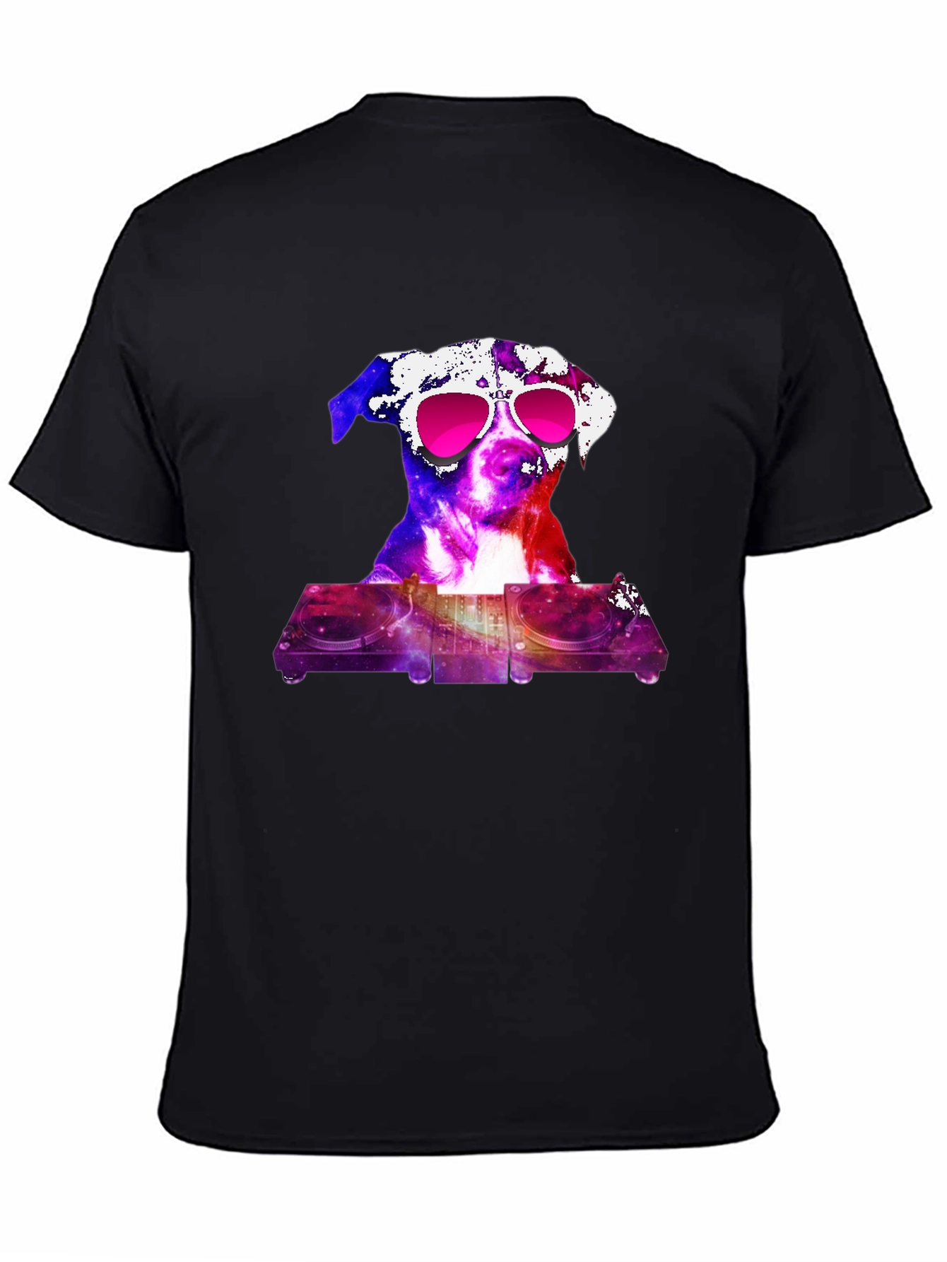 Black DJ Dog Graphic Tee - Cool & Unique view 4