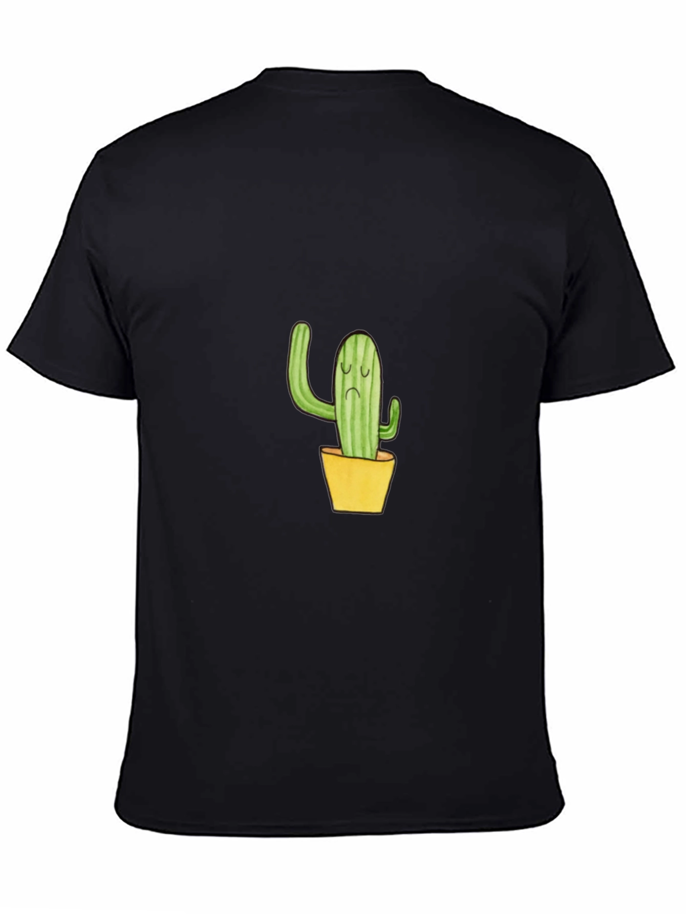Sad Cactus Graphic Tee - Black Cotton T-Shirt - 4