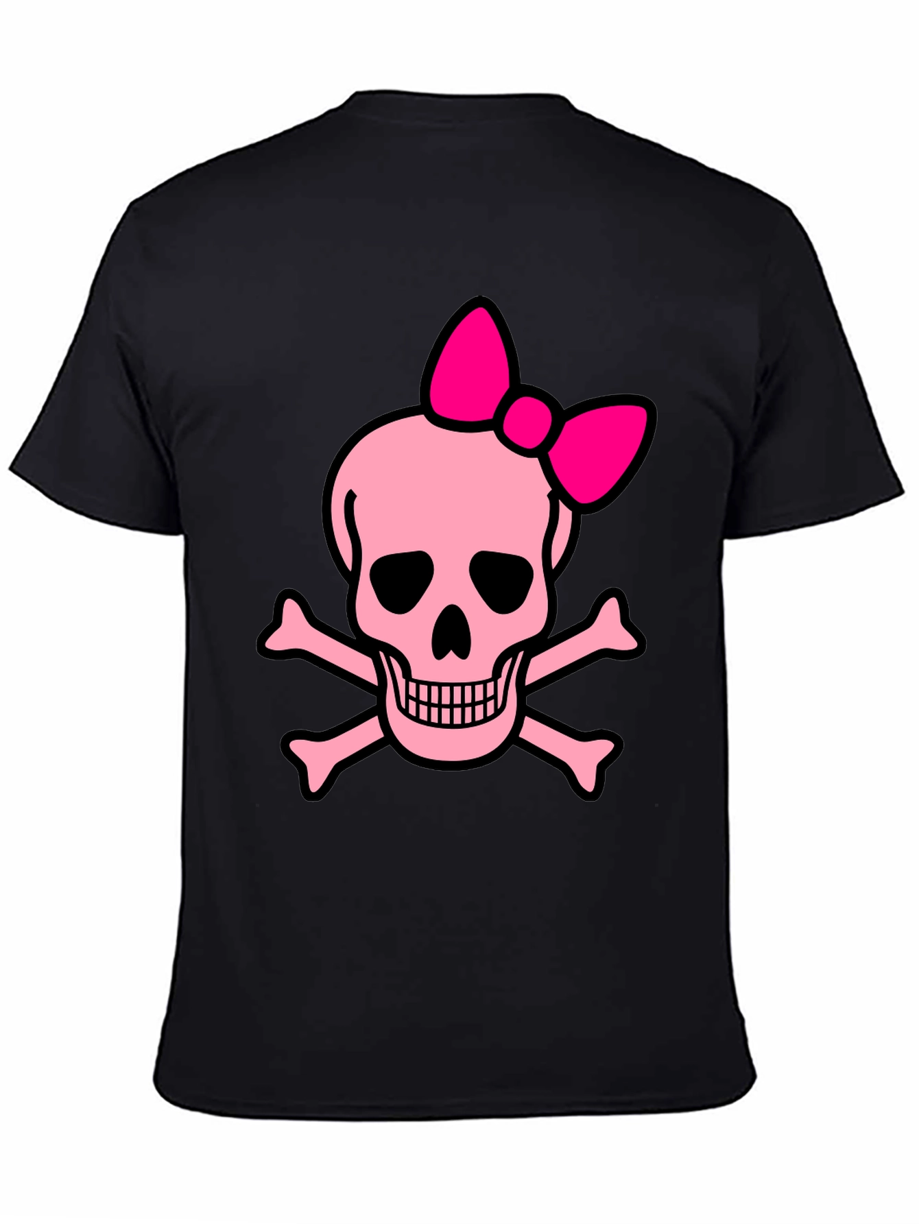Black Pink Skull & Crossbones Bow T-Shirt view 4