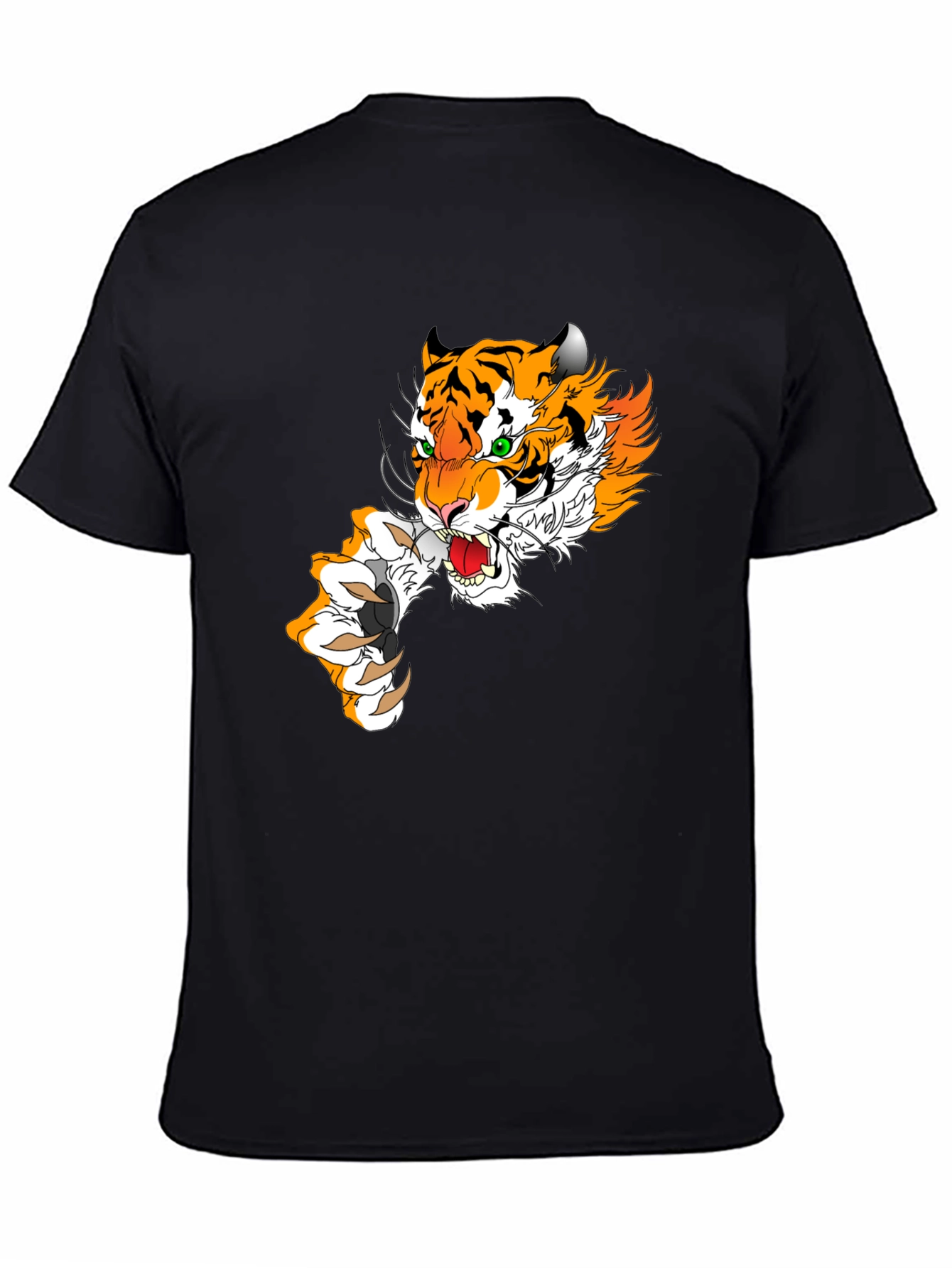 Black Tiger Graphic Print Men's T-Shirt - Black view 4