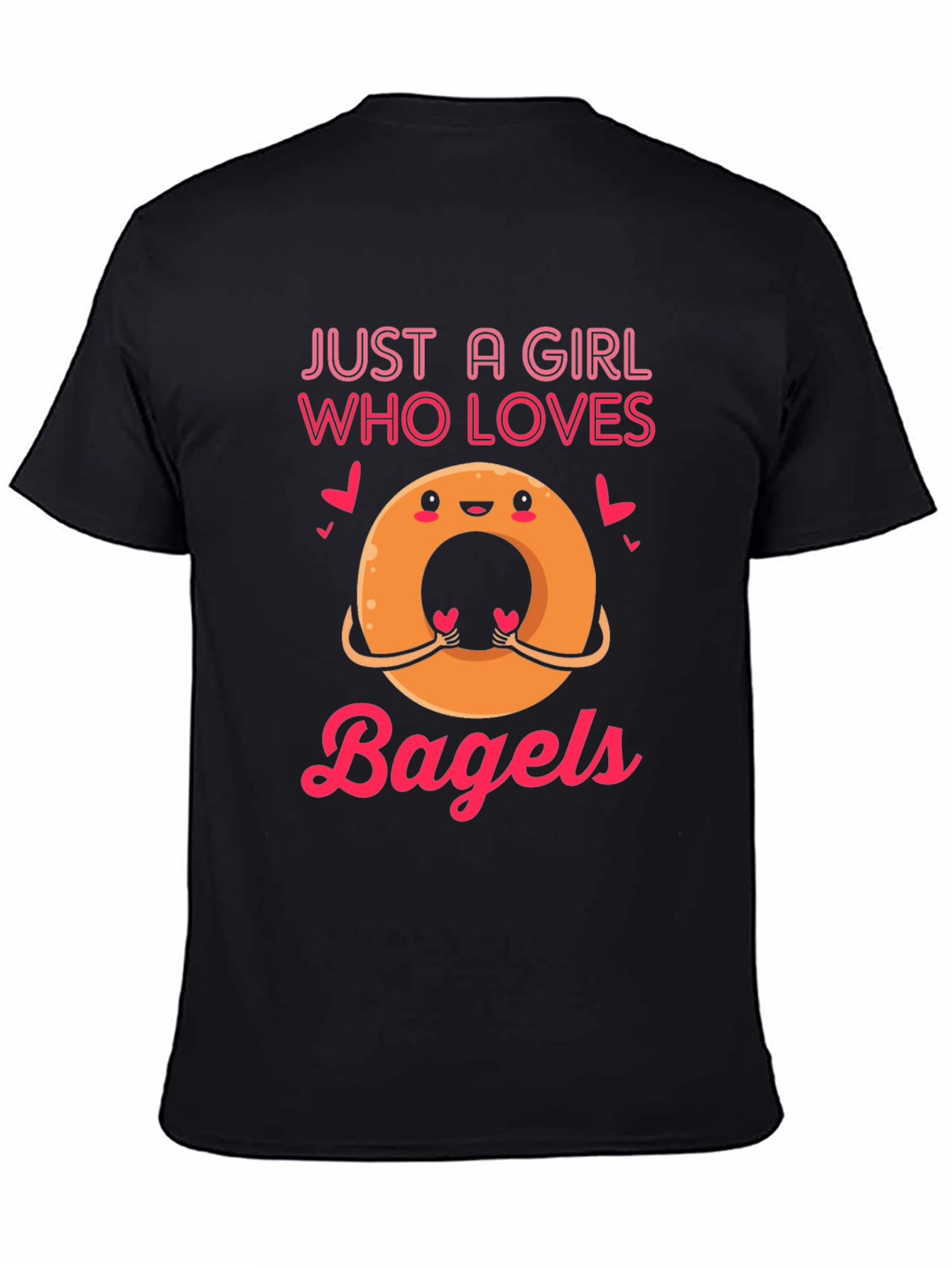 Black Just a Girl Who Loves Bagels T-Shirt Funny Cute Foodie Tee view 4